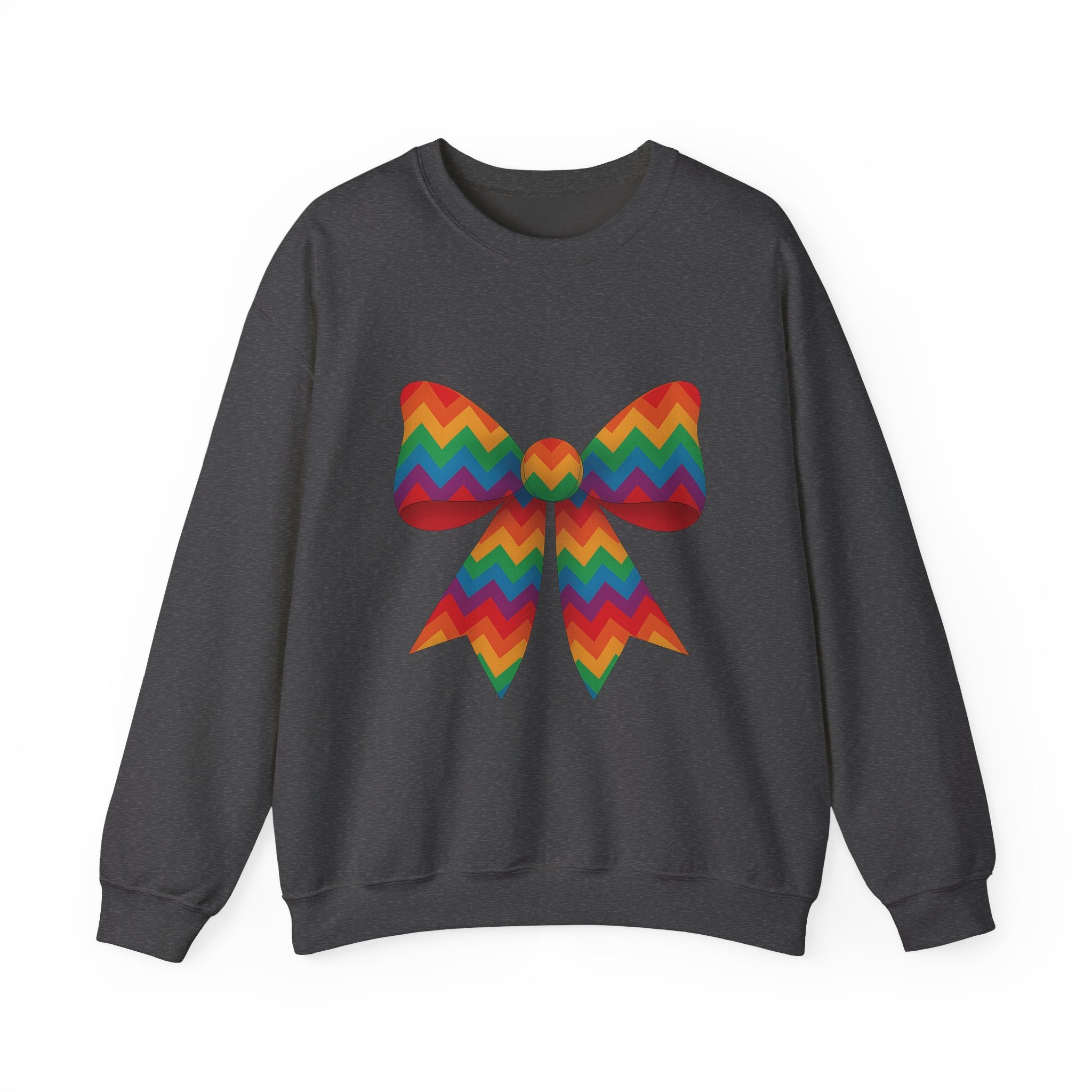 Rainbow Chevron Bow Sweatshirt for Girls, Cute Unisex Crewneck, Birthday Gift, Bow Sweatshirt,