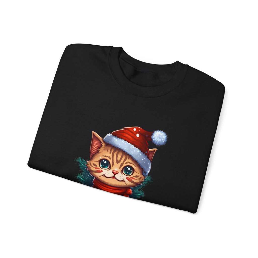 Meowy Cat Christmas Crewneck Sweatshirt - Christmas Fashion, Cozy Gift,Cat Apparel, Christmas Decor, Christmas Outfit