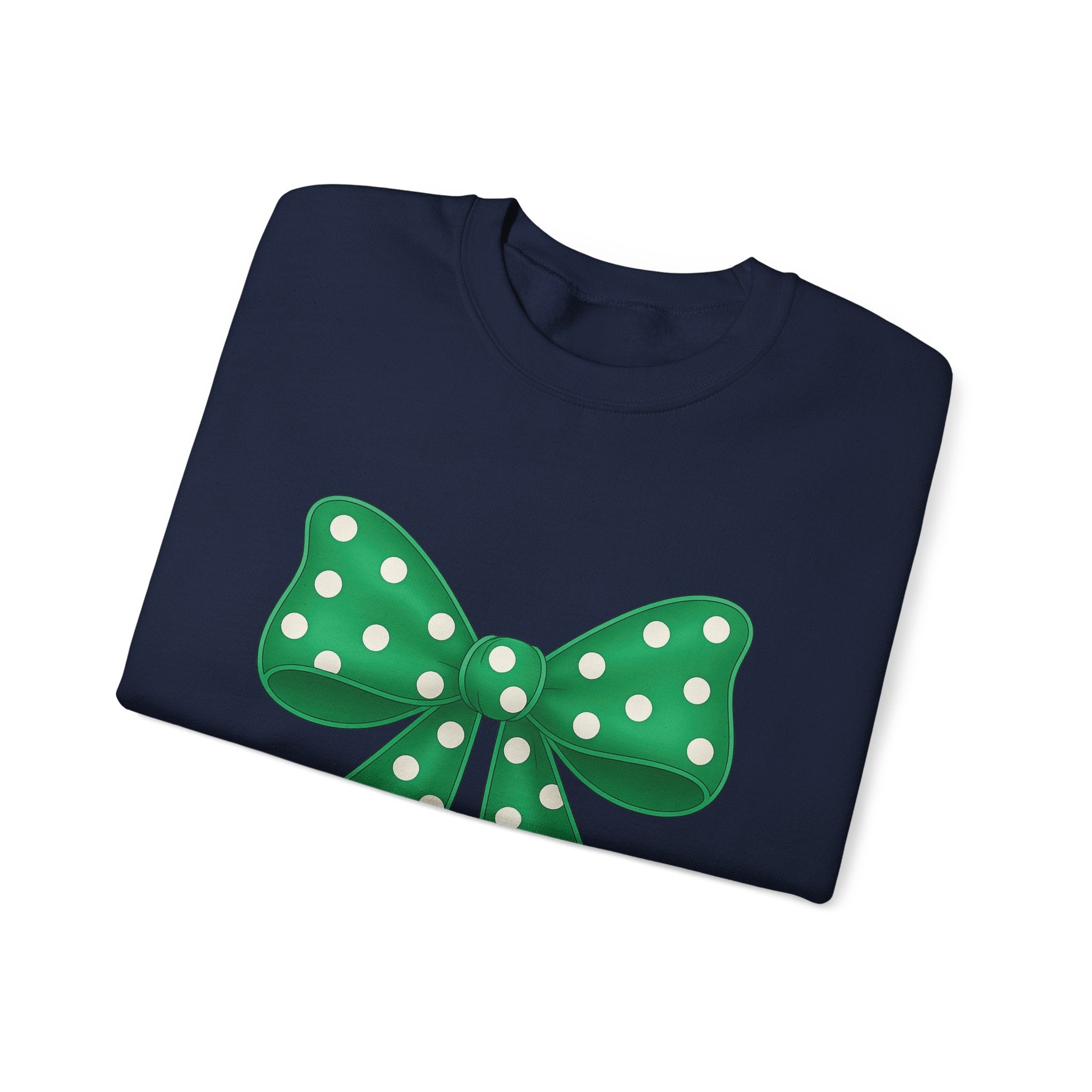 Christmas Polka Dot Bow Sweater, Cute Unisex Crewneck, Christmas Gift, Bow Sweatshirt, Greenand White Bow
