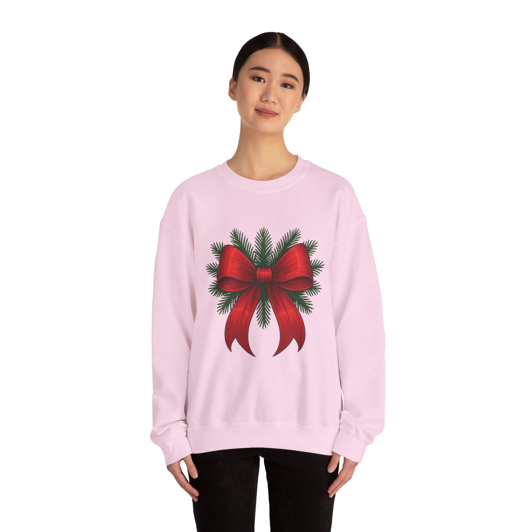 Red Christmas Bow Sweater, Cute Unisex Crewneck, Christmas Gift, Bow Sweatshirt, Holiday Sweatshirt