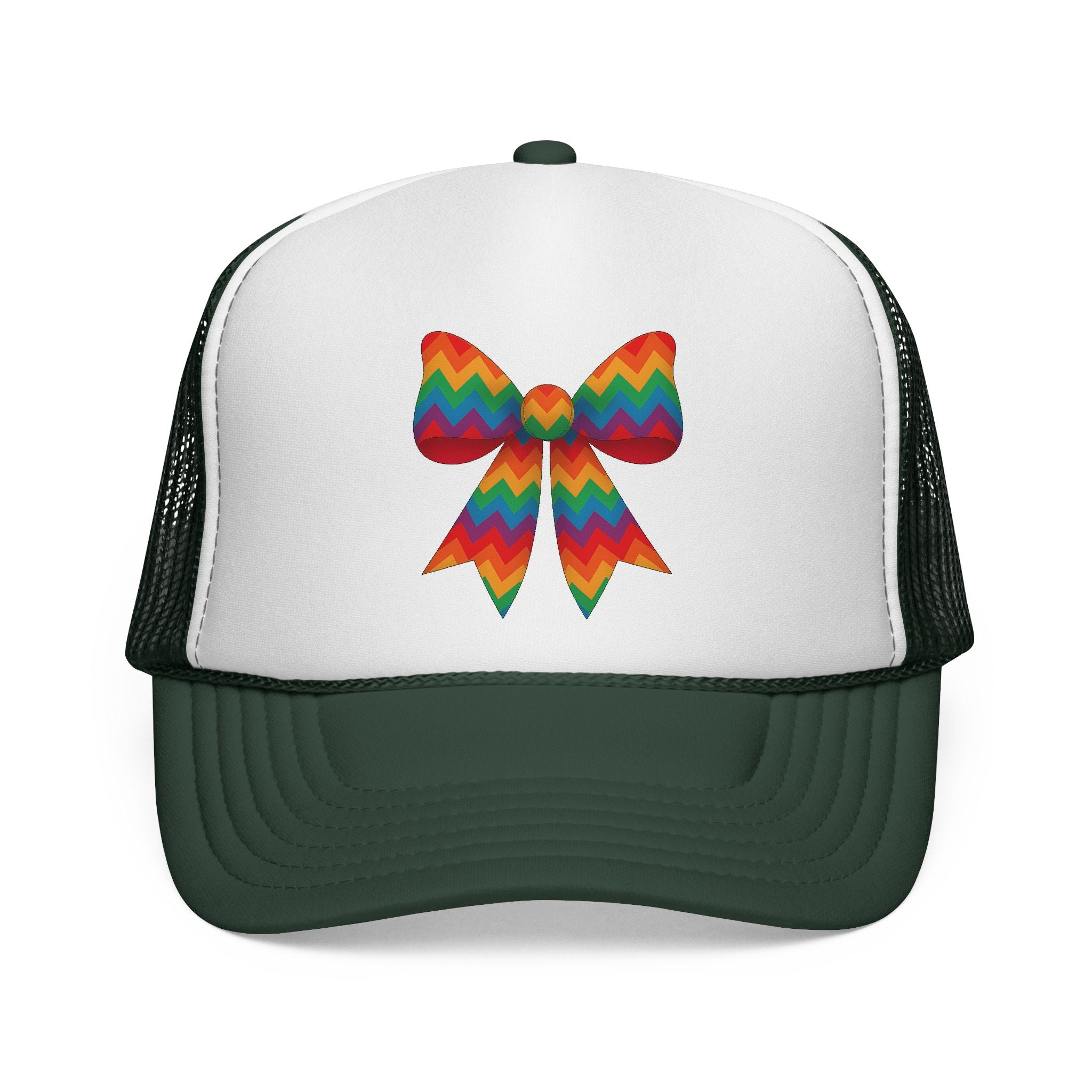 Charming Bow Trucker Cap | Cute Accessory for Everyday Wear, Gift for Birthdays, Cute Trucker Hat, Rainbow Bow Hat
