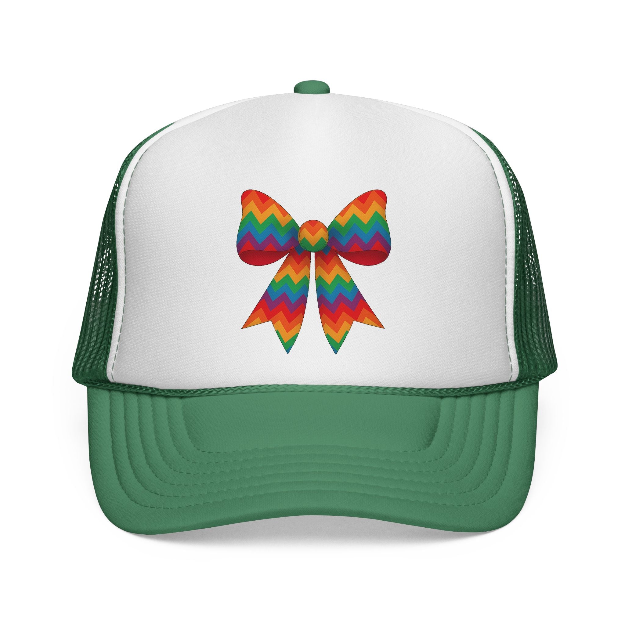 Charming Bow Trucker Cap | Cute Accessory for Everyday Wear, Gift for Birthdays, Cute Trucker Hat, Rainbow Bow Hat