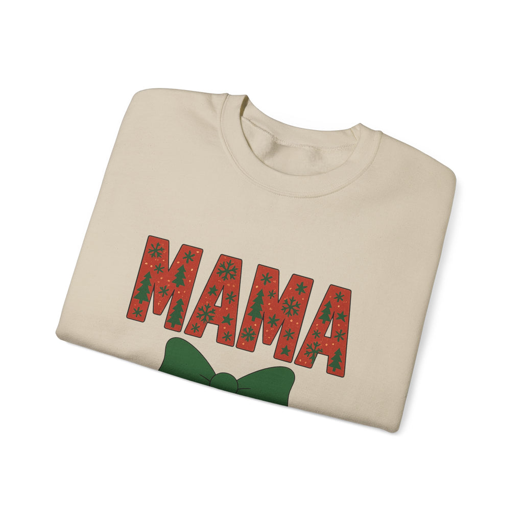 MAMA Christmas Bow Sweatshirt - Christmas Fashion, Cozy Gift, Christmas Apparel, Christmas Decor, Christmas Outfit,