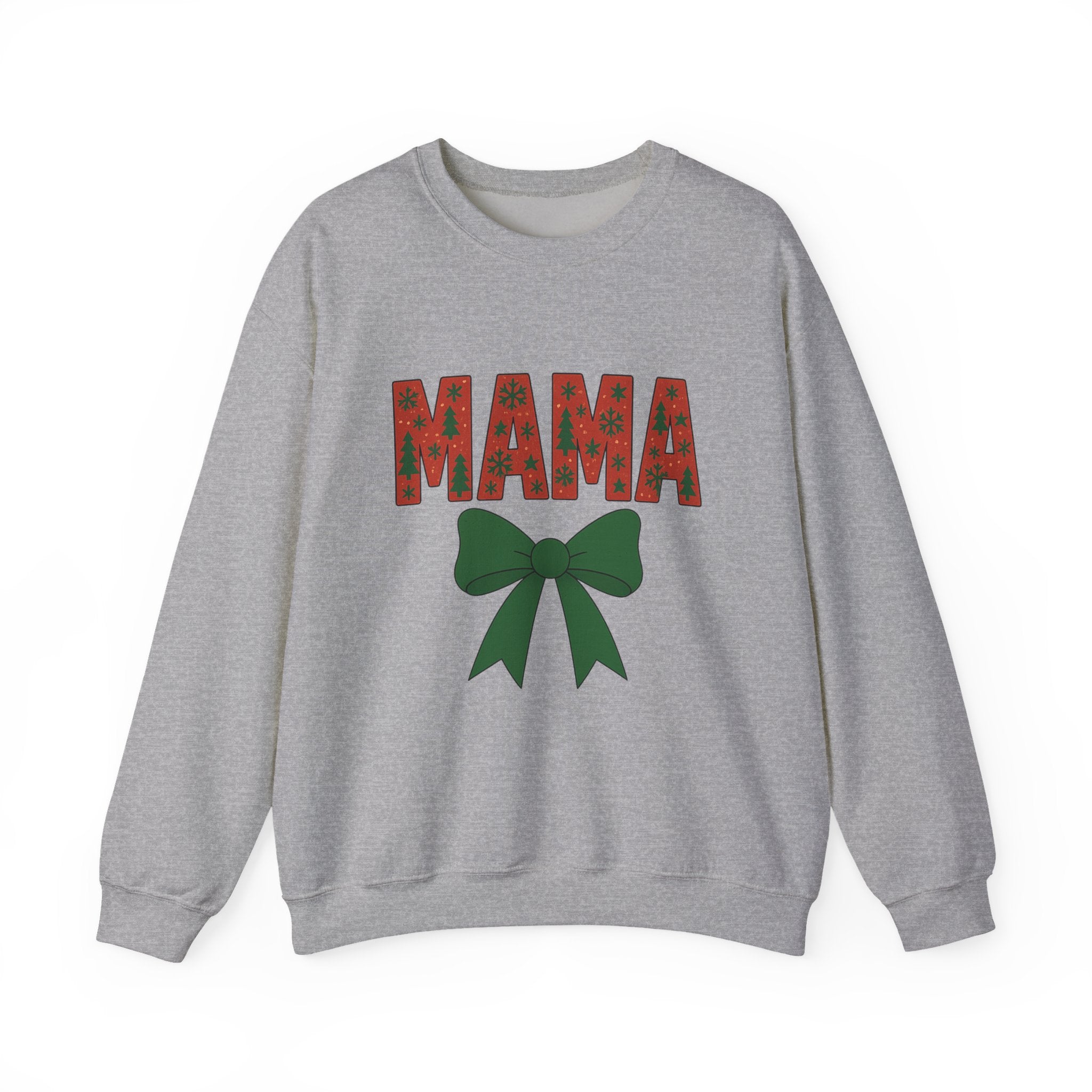MAMA Christmas Bow Sweatshirt - Christmas Fashion, Cozy Gift, Christmas Apparel, Christmas Decor, Christmas Outfit,