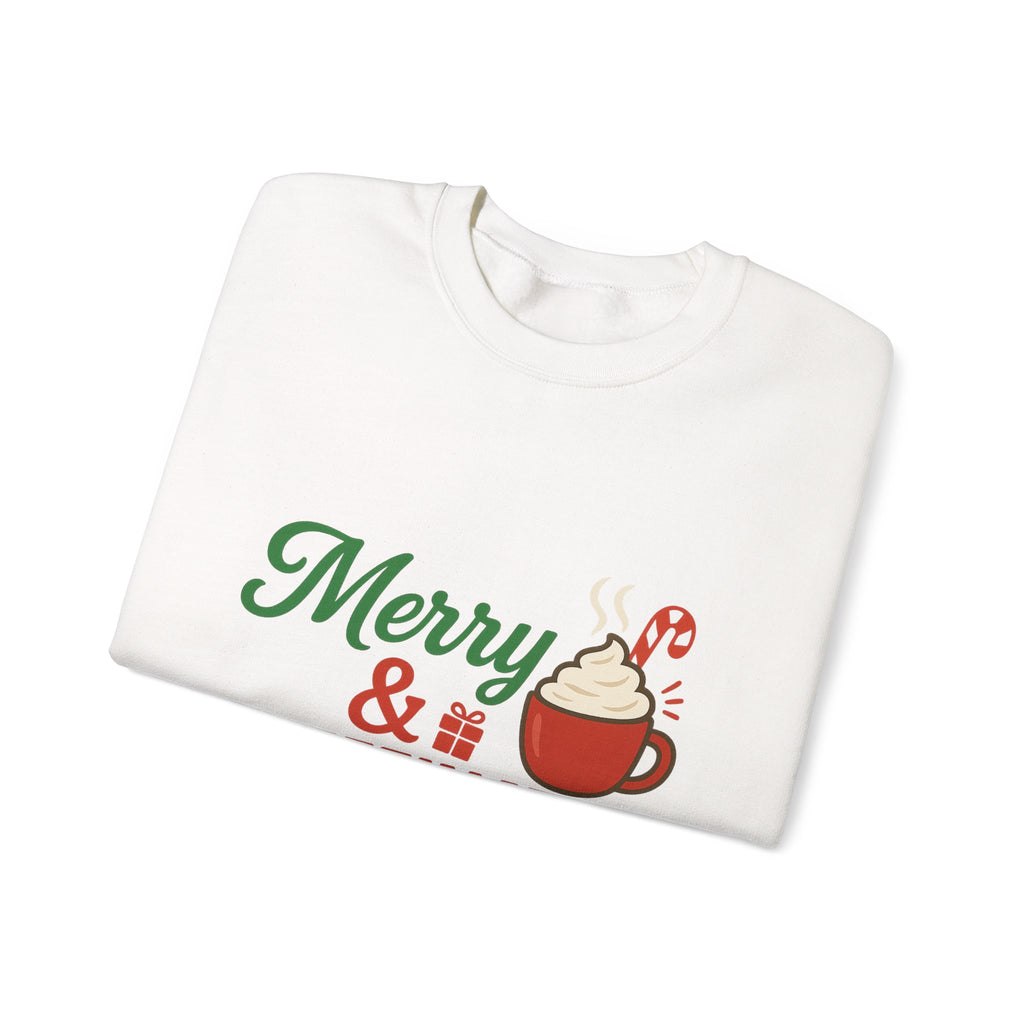 Merry & Caffeinated Christmas Sweatshirt - Christmas Fashion, Cozy Gift, Christmas Apparel, Christmas Decor, Christmas Outfit,