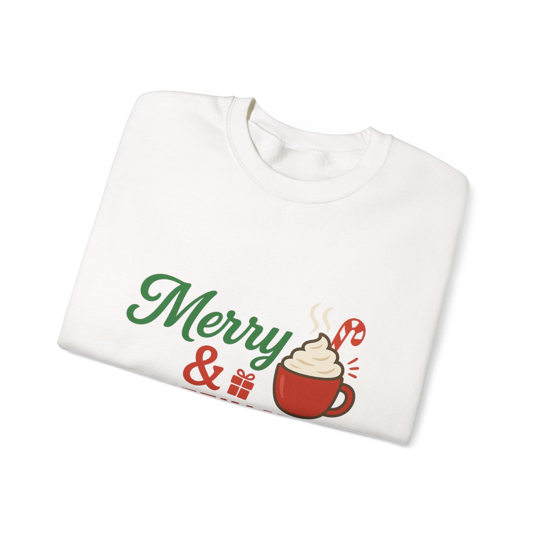 Merry & Caffeinated Christmas Sweatshirt - Christmas Fashion, Cozy Gift, Christmas Apparel, Christmas Decor, Christmas Outfit,