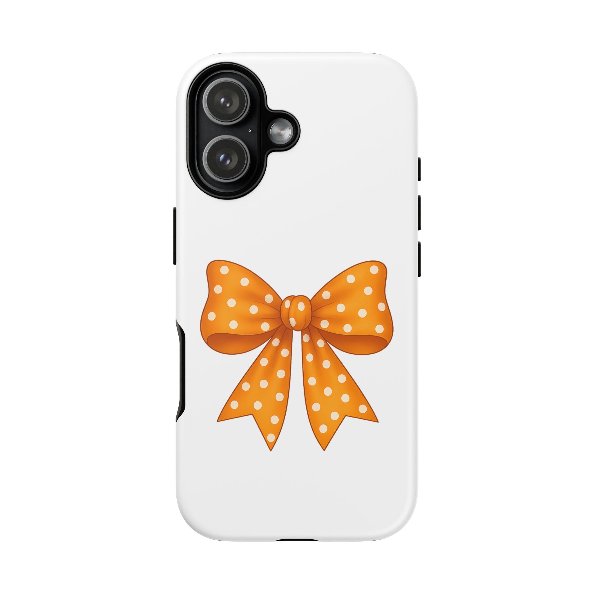 Stylish Phone Case - Orange and White Polka Dot Bow - Tough Cases