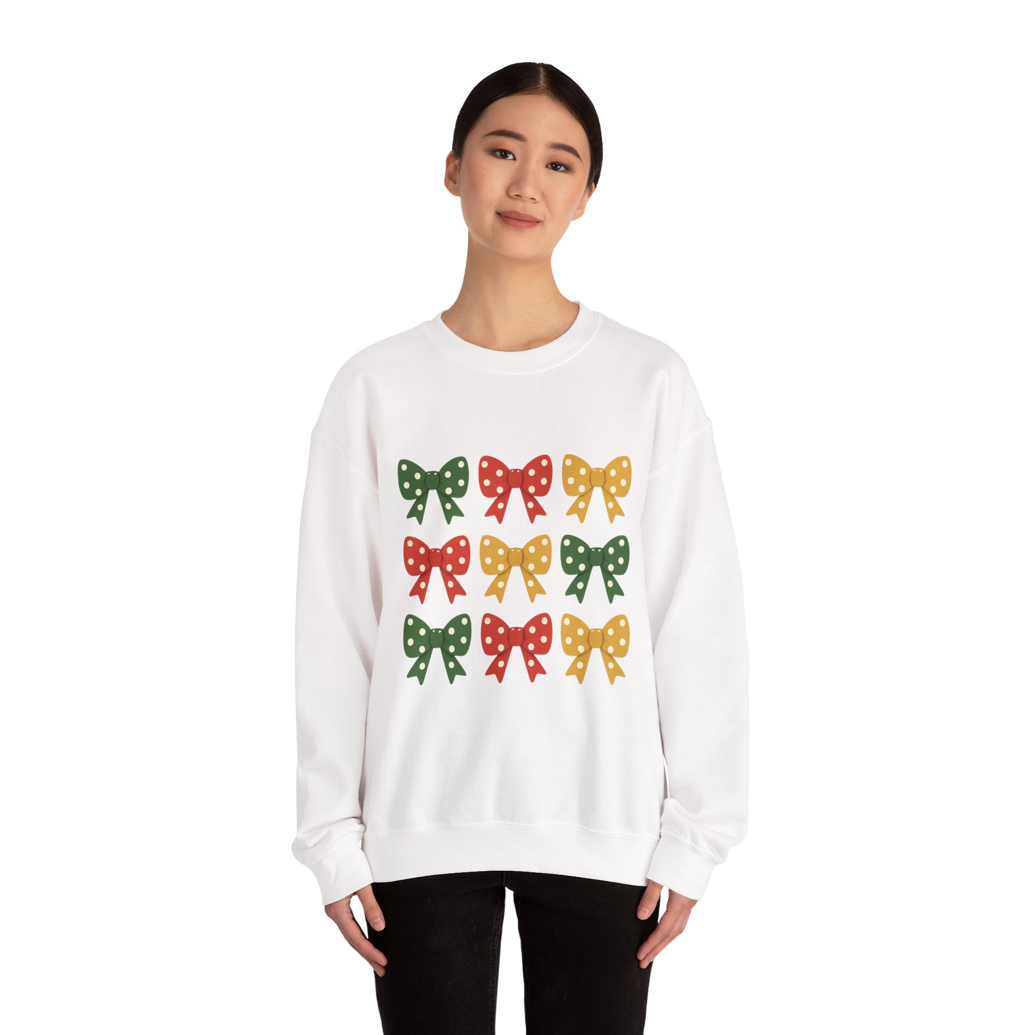 Bow Christmas Sweatshirt - Christmas Fashion, Cozy Gift, Christmas Apparel, Christmas Decor, Christmas Outfit
