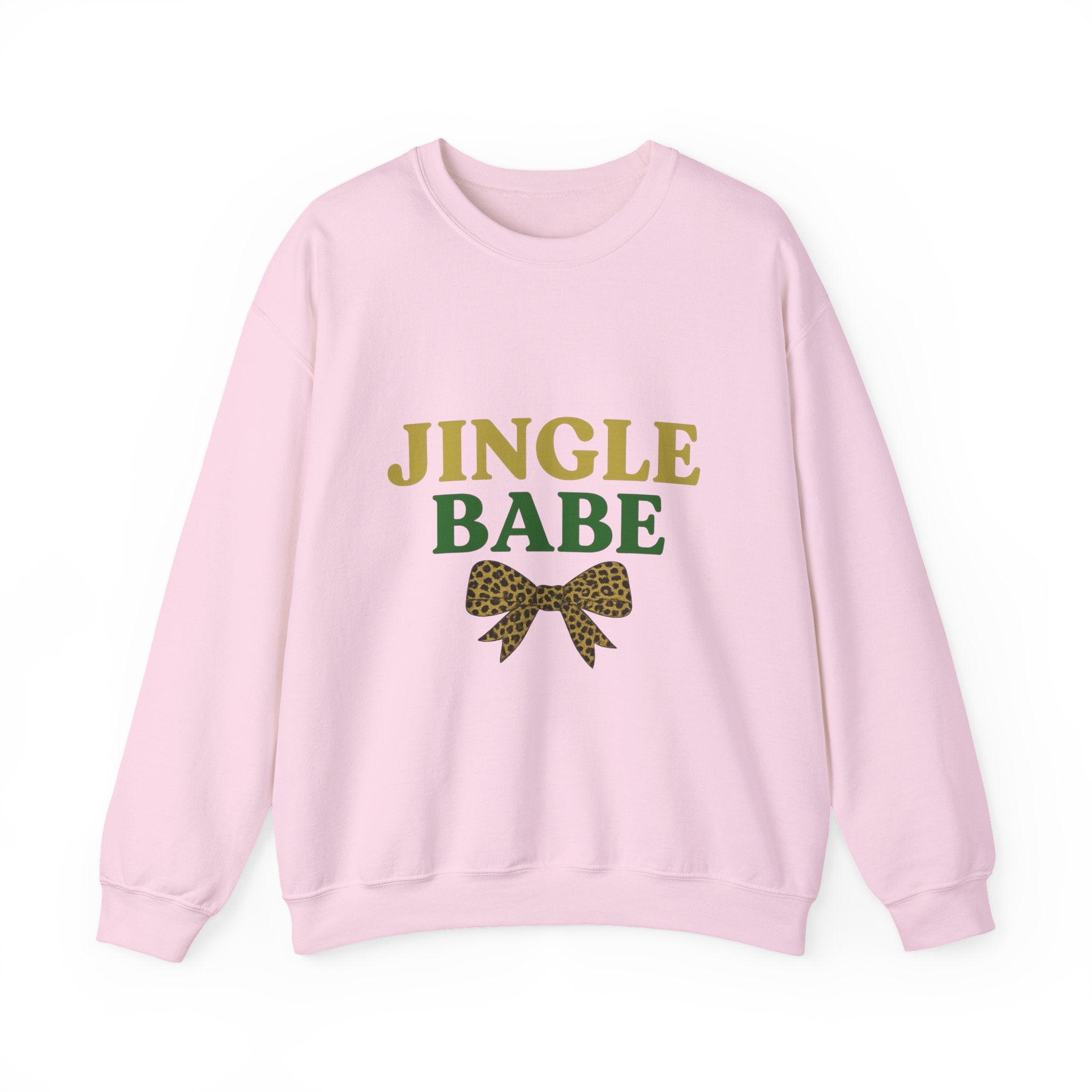 Jingle Babe Christmas Sweatshirt - Christmas Fashion, Cozy Gift, Christmas Apparel, Christmas Decor, Christmas Outfit, Leopard Bow