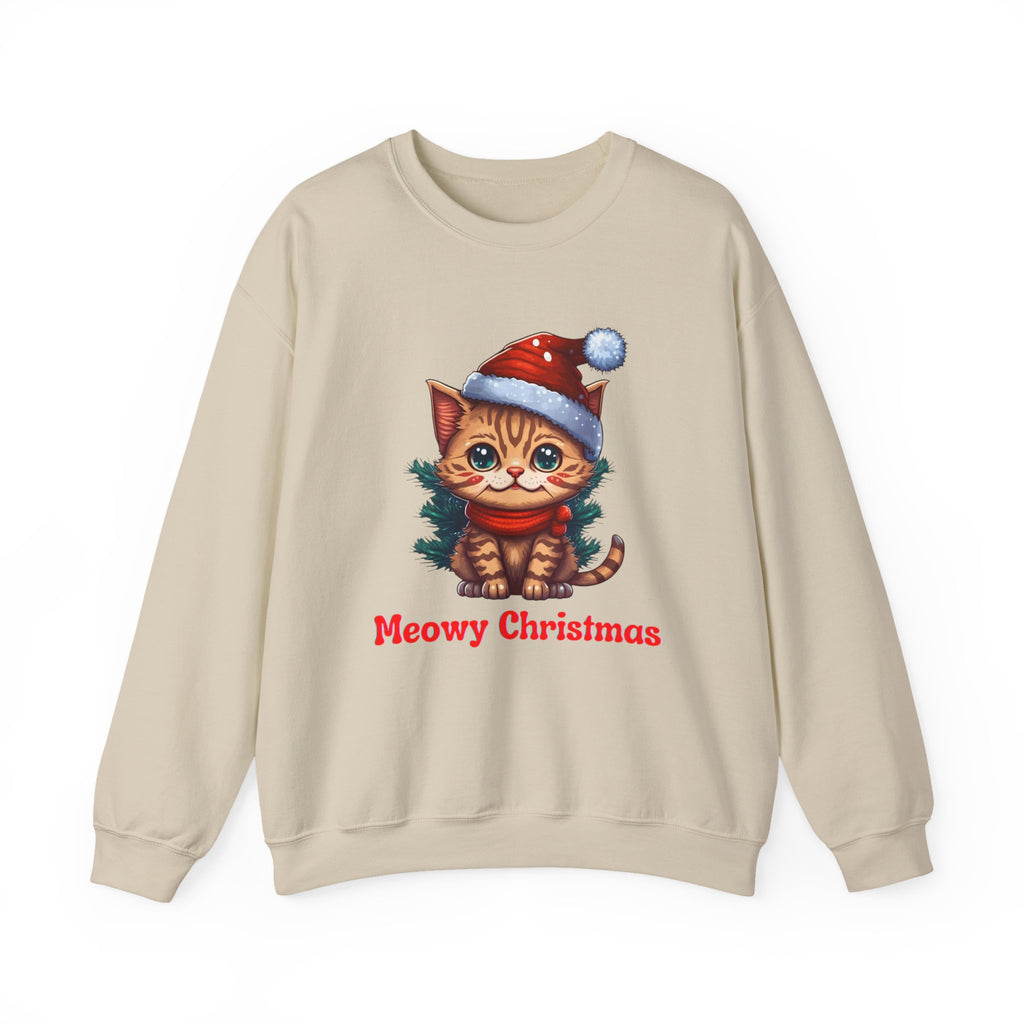 Meowy Cat Christmas Crewneck Sweatshirt - Christmas Fashion, Cozy Gift,Cat Apparel, Christmas Decor, Christmas Outfit