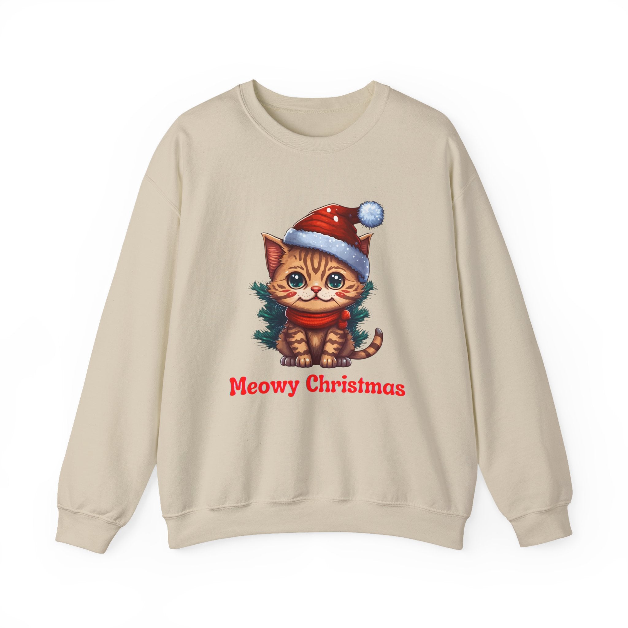 Meowy Cat Christmas Crewneck Sweatshirt - Christmas Fashion, Cozy Gift,Cat Apparel, Christmas Decor, Christmas Outfit