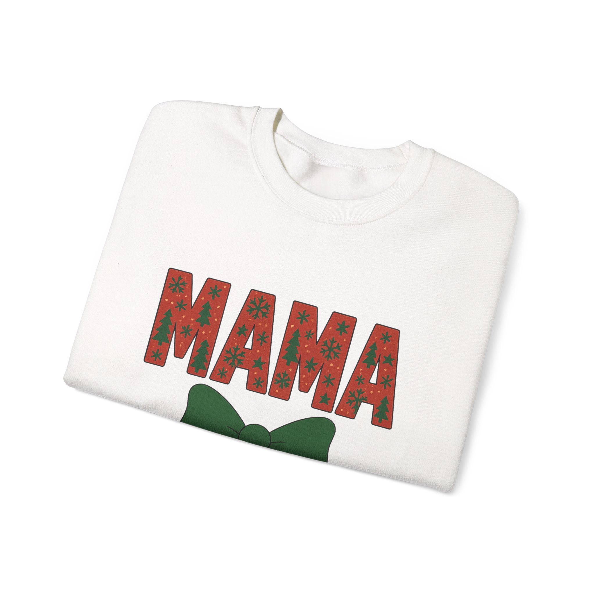MAMA Christmas Bow Sweatshirt - Christmas Fashion, Cozy Gift, Christmas Apparel, Christmas Decor, Christmas Outfit,
