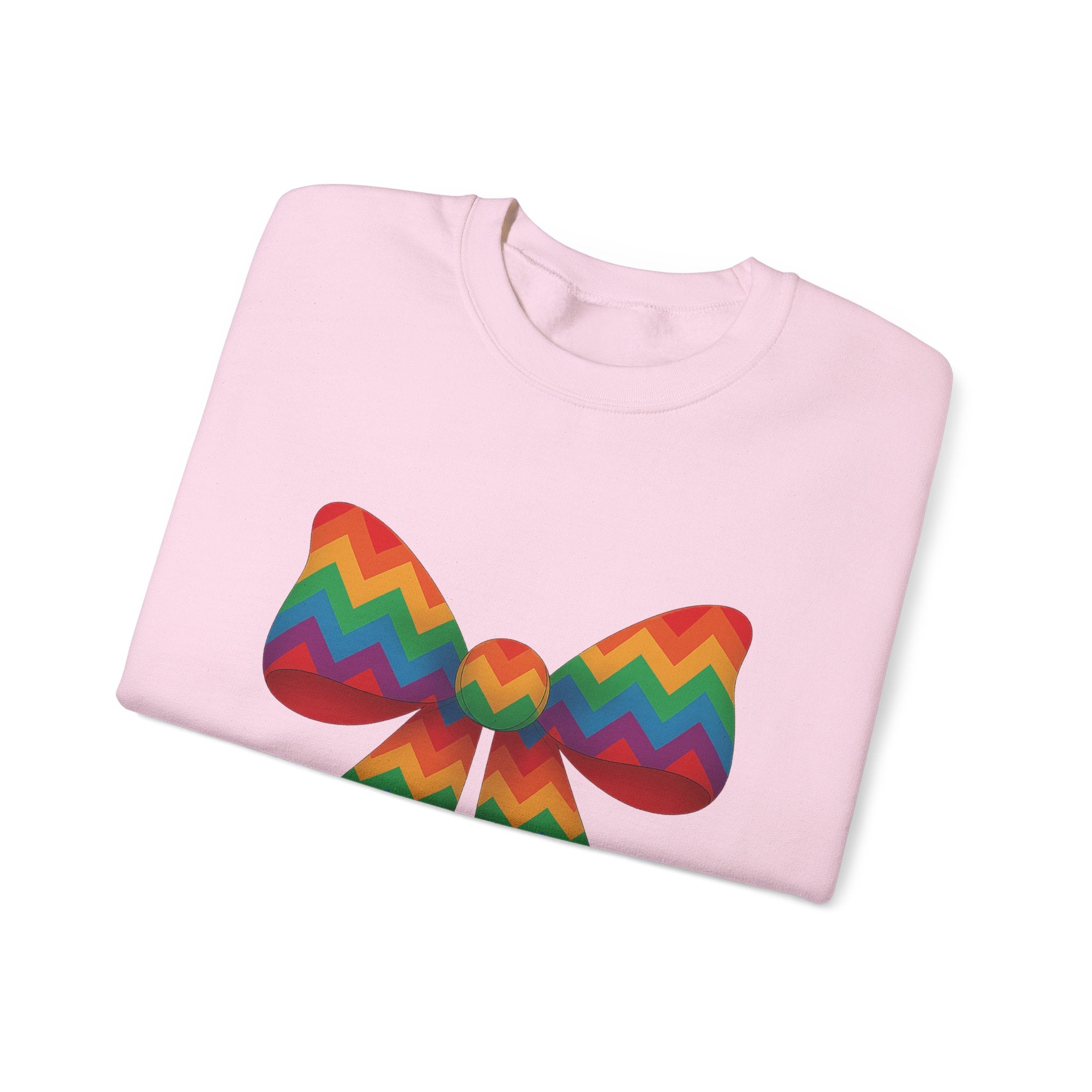 Rainbow Chevron Bow Sweatshirt for Girls, Cute Unisex Crewneck, Birthday Gift, Bow Sweatshirt,
