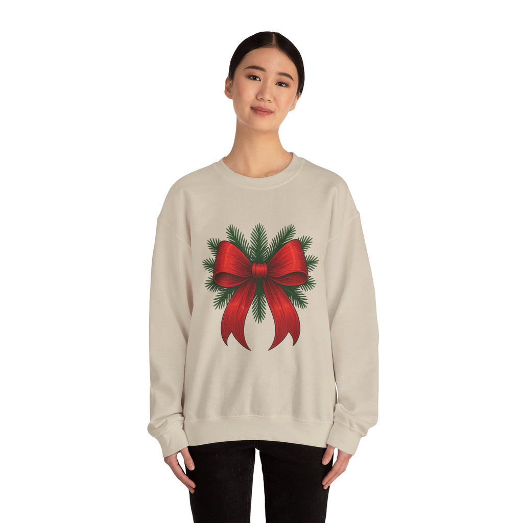 Red Christmas Bow Sweater, Cute Unisex Crewneck, Christmas Gift, Bow Sweatshirt, Holiday Sweatshirt