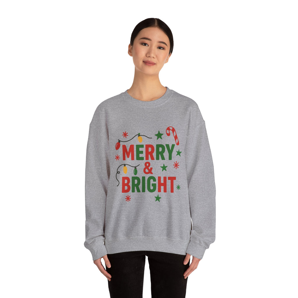 Merry & Bright Christmas Sweatshirt - Christmas Fashion, Cozy Gift, Christmas Apparel, Christmas Decor, Christmas Outfit,