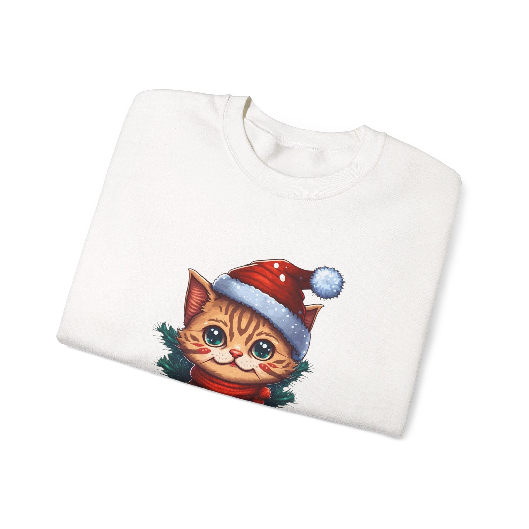 Meowy Cat Christmas Crewneck Sweatshirt - Christmas Fashion, Cozy Gift,Cat Apparel, Christmas Decor, Christmas Outfit