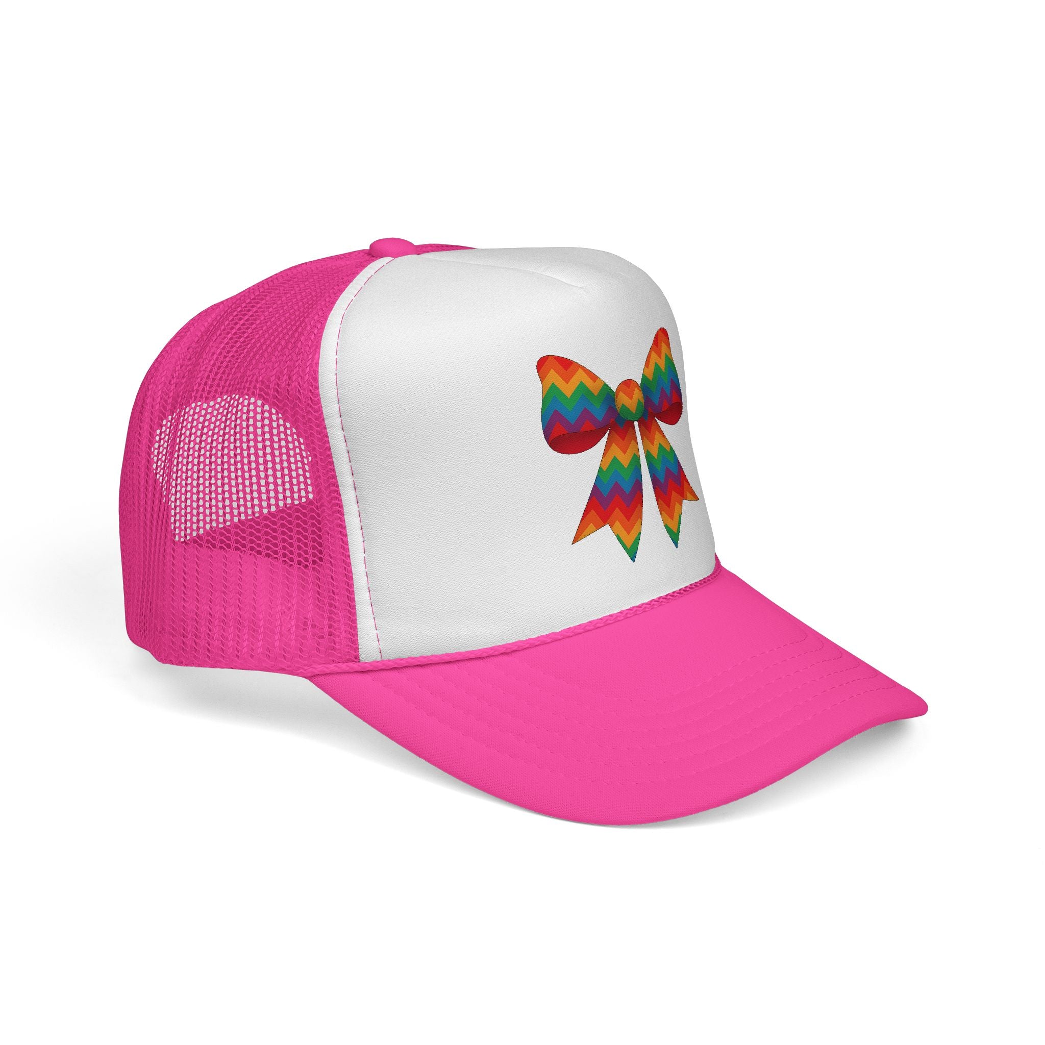 Charming Bow Trucker Cap | Cute Accessory for Everyday Wear, Gift for Birthdays, Cute Trucker Hat, Rainbow Bow Hat