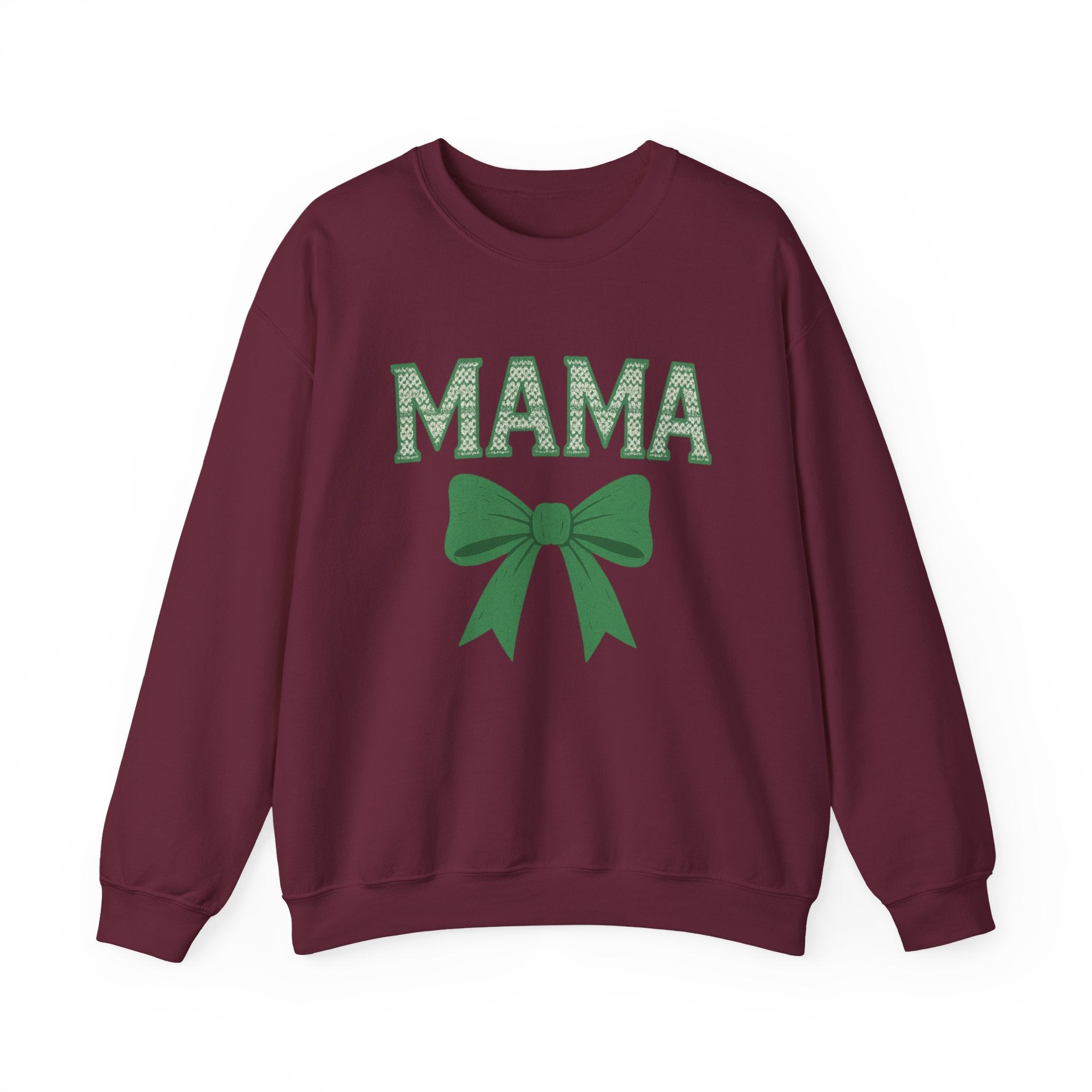 MAMA Christmas Bow Sweatshirt - Christmas Fashion, Cozy Gift, Christmas Apparel, Christmas Decor, Christmas Outfit,