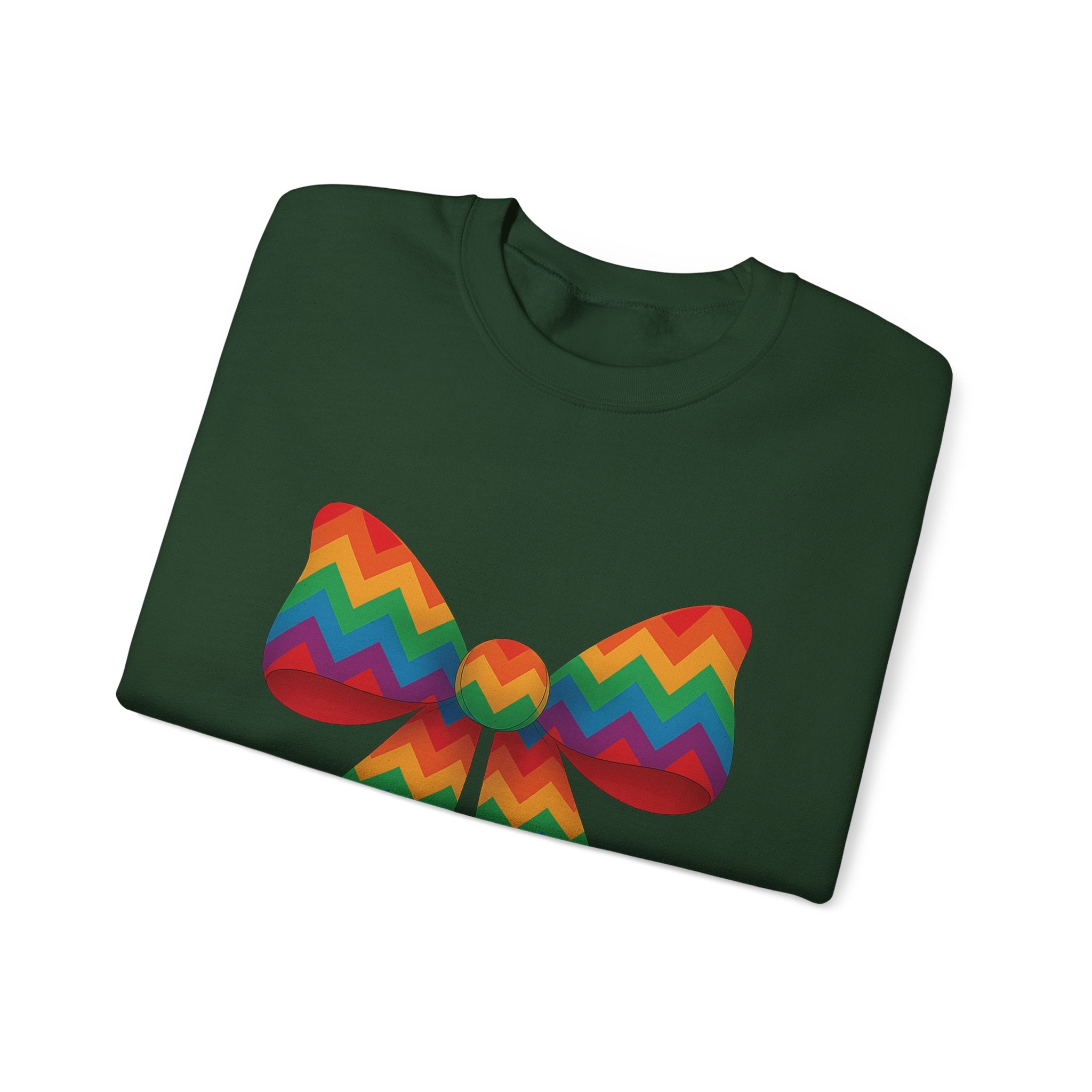 Rainbow Chevron Bow Sweatshirt for Girls, Cute Unisex Crewneck, Birthday Gift, Bow Sweatshirt,
