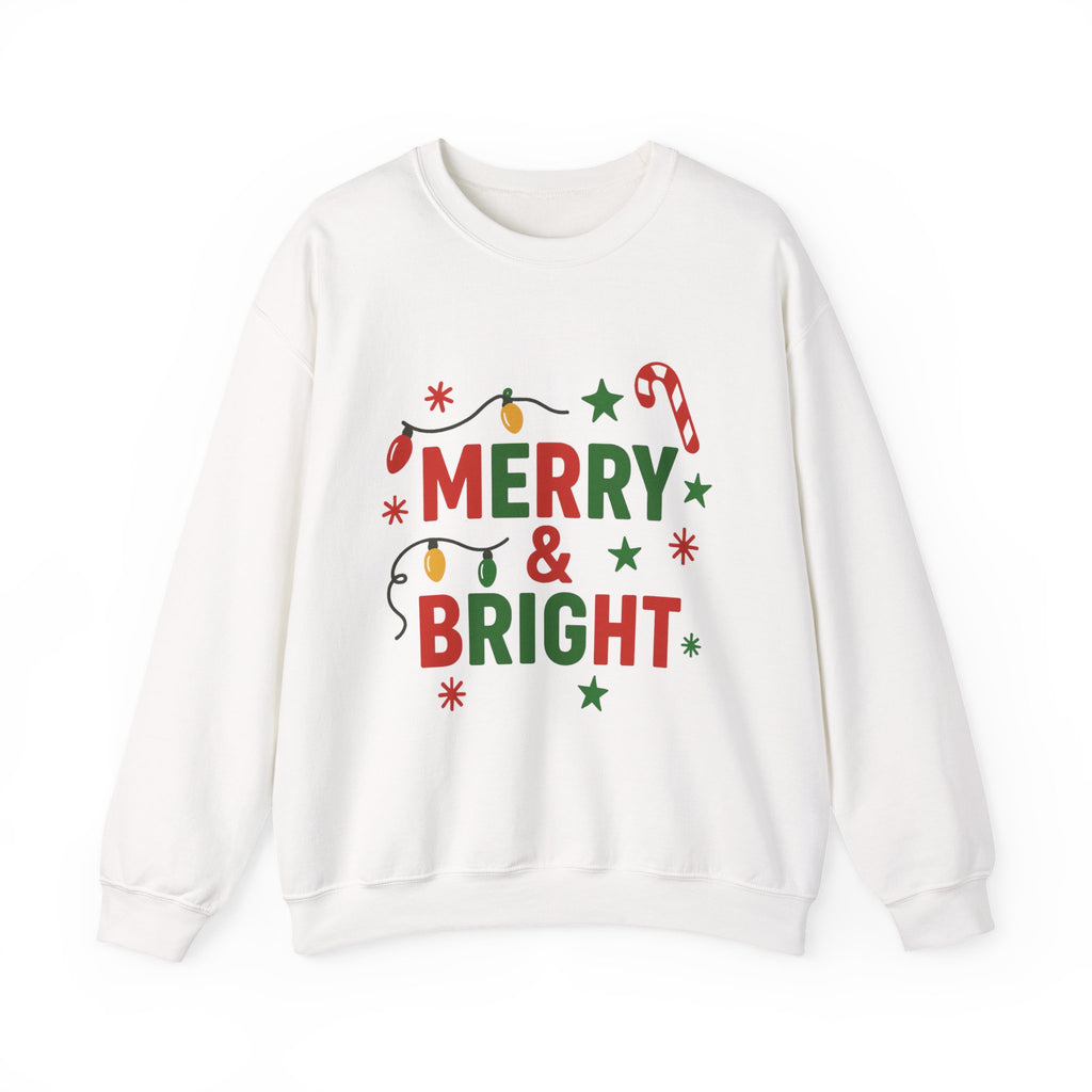Merry & Bright Christmas Sweatshirt - Christmas Fashion, Cozy Gift, Christmas Apparel, Christmas Decor, Christmas Outfit,