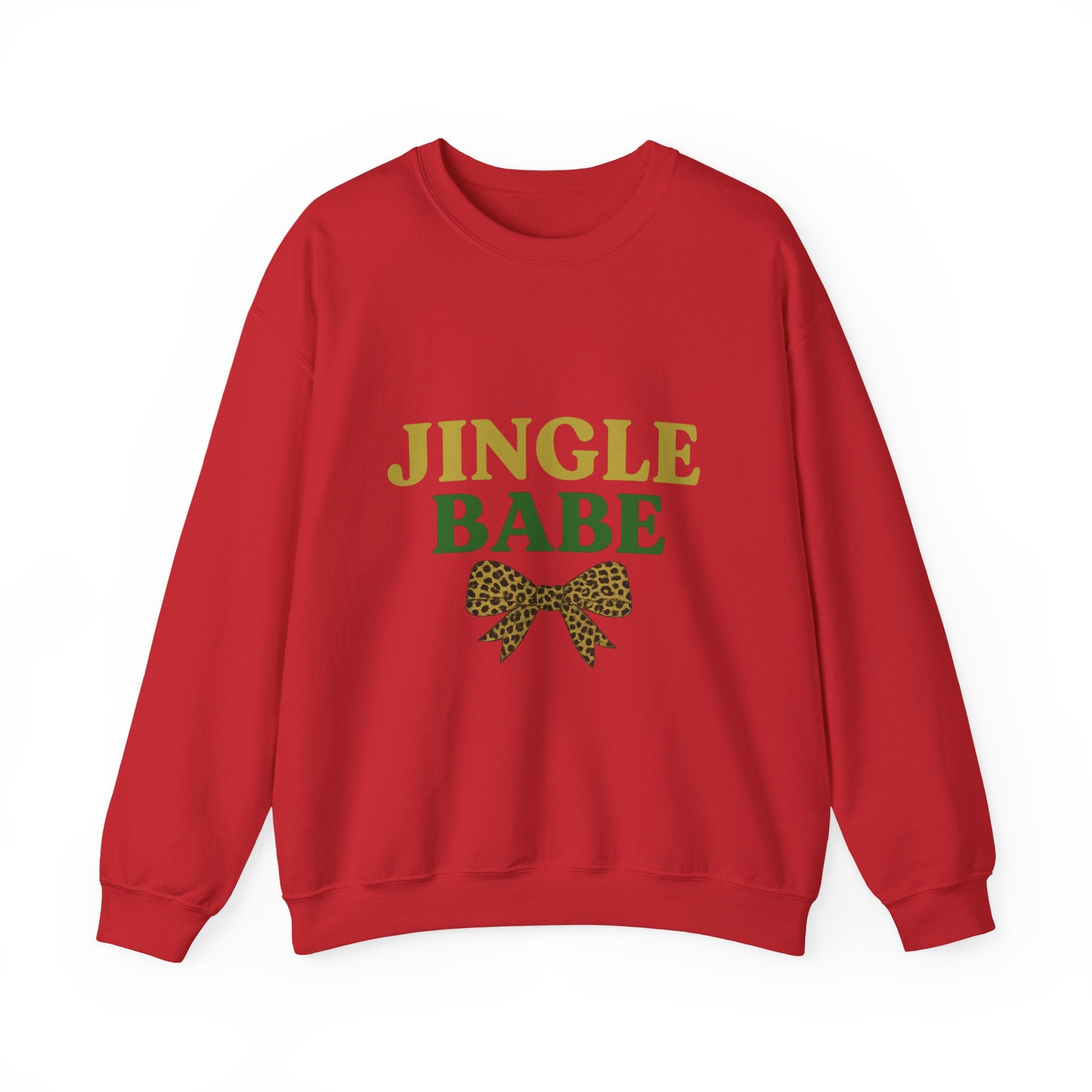 Jingle Babe Christmas Sweatshirt - Christmas Fashion, Cozy Gift, Christmas Apparel, Christmas Decor, Christmas Outfit, Leopard Bow