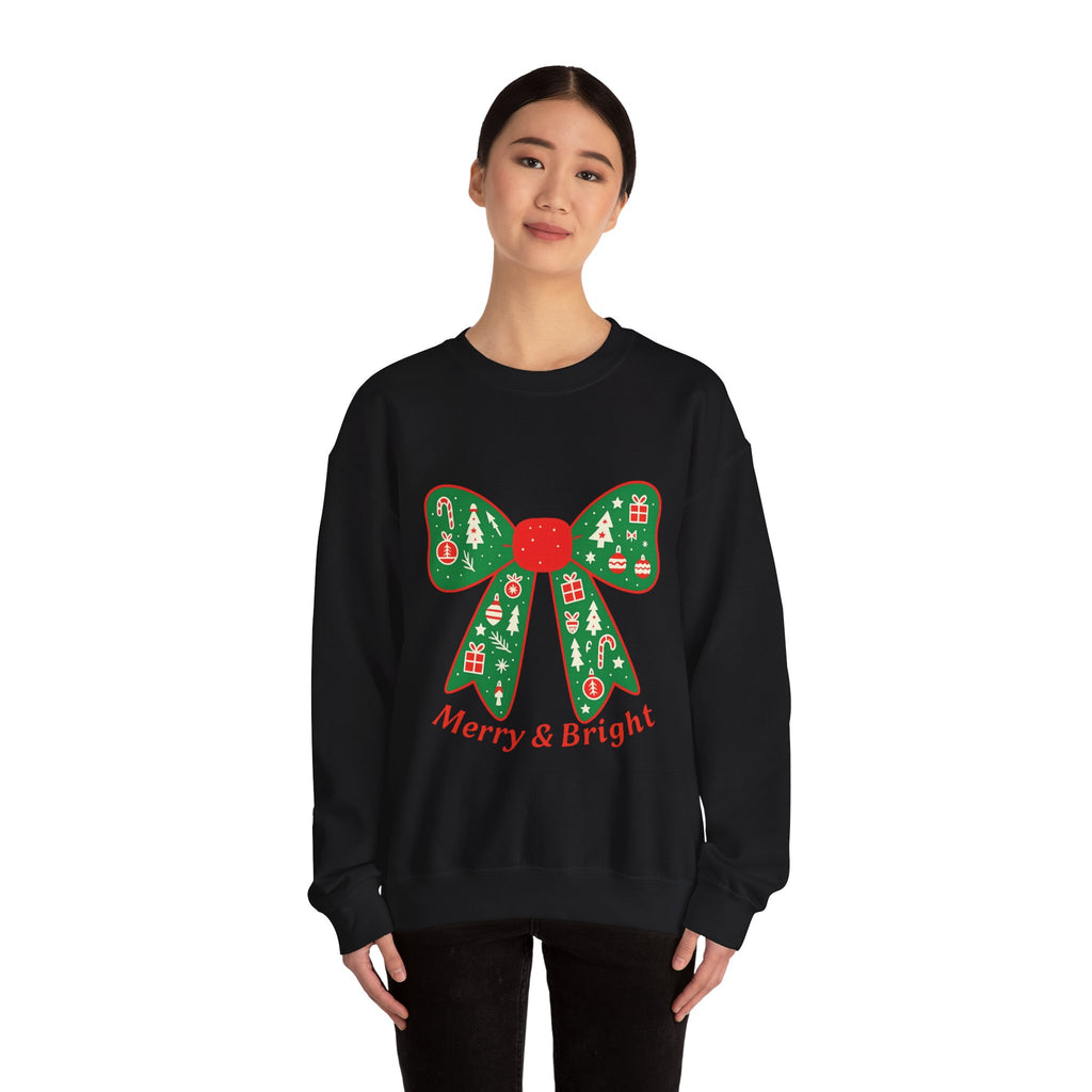 Christmas Bow Sweater, Cute Unisex Crewneck, Christmas Gift, Bow Sweatshirt