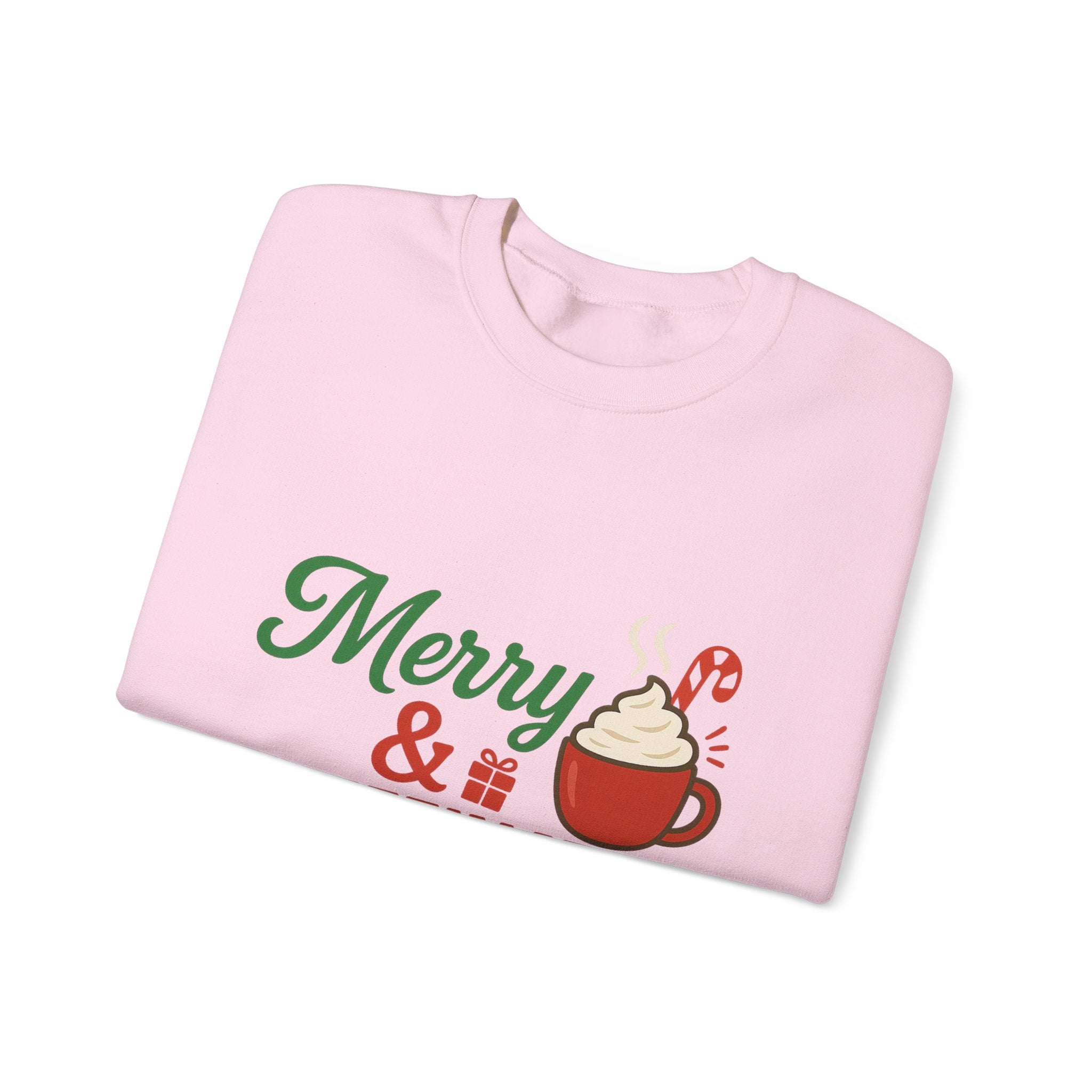Merry & Caffeinated Christmas Sweatshirt - Christmas Fashion, Cozy Gift, Christmas Apparel, Christmas Decor, Christmas Outfit,