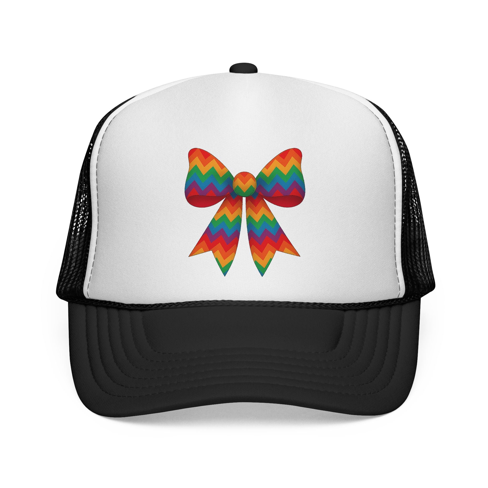 Charming Bow Trucker Cap | Cute Accessory for Everyday Wear, Gift for Birthdays, Cute Trucker Hat, Rainbow Bow Hat