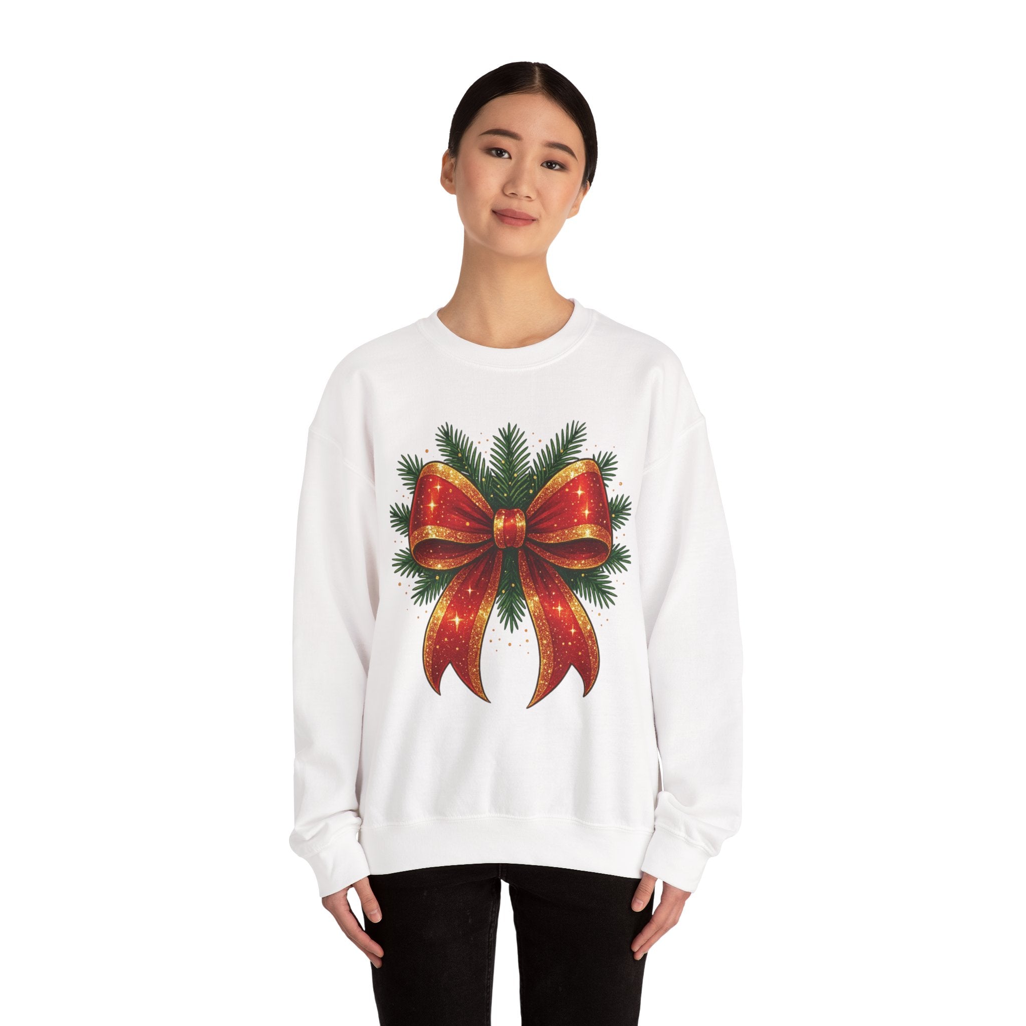 Christmas Bow Sweater, Cute Unisex Crewneck, Christmas Gift, Bow Sweatshirt, Holiday Sweatshirt