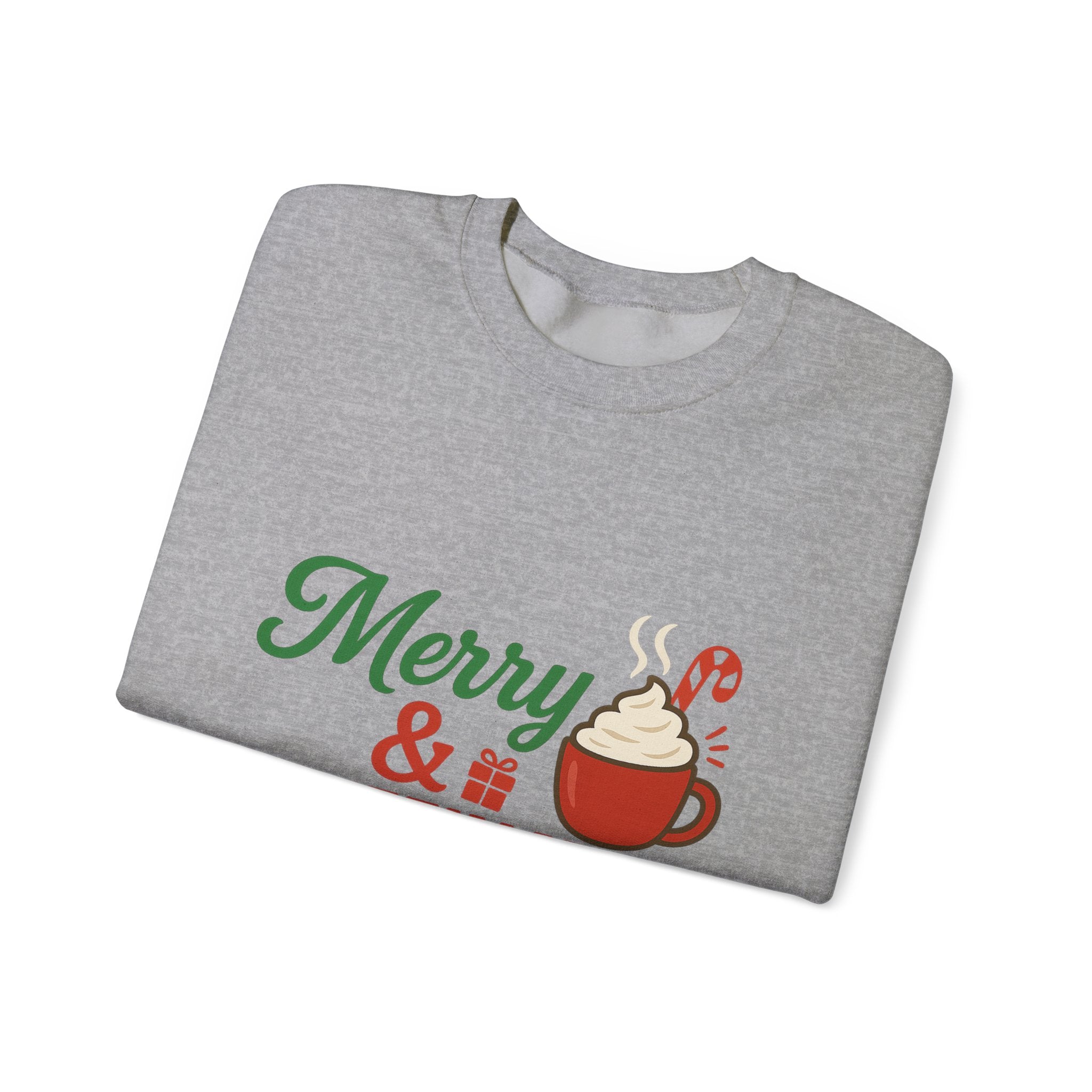 Merry & Caffeinated Christmas Sweatshirt - Christmas Fashion, Cozy Gift, Christmas Apparel, Christmas Decor, Christmas Outfit,