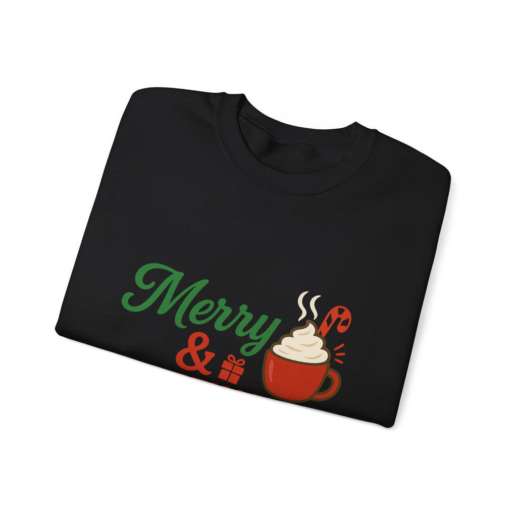 Merry & Caffeinated Christmas Sweatshirt - Christmas Fashion, Cozy Gift, Christmas Apparel, Christmas Decor, Christmas Outfit,
