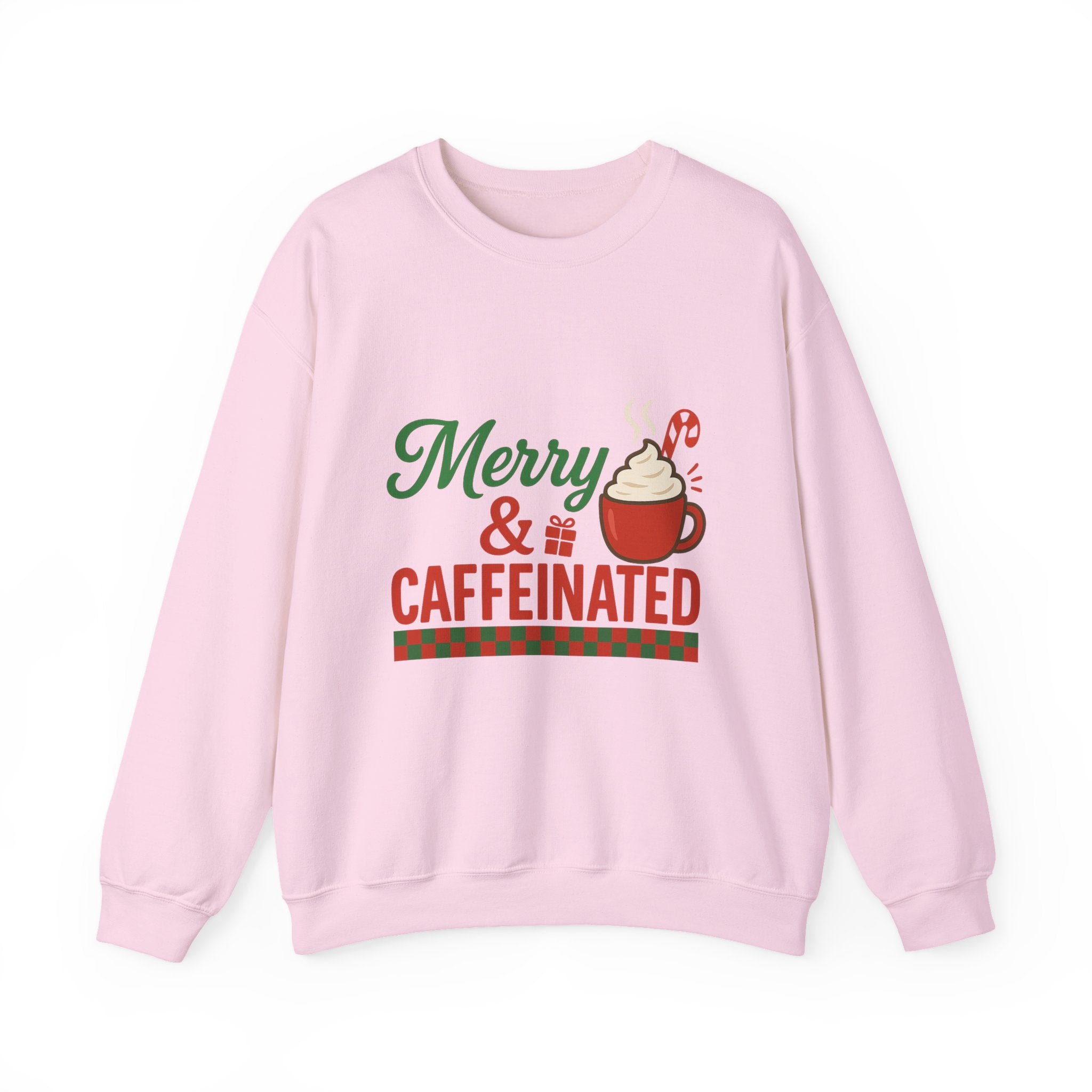 Merry & Caffeinated Christmas Sweatshirt - Christmas Fashion, Cozy Gift, Christmas Apparel, Christmas Decor, Christmas Outfit,