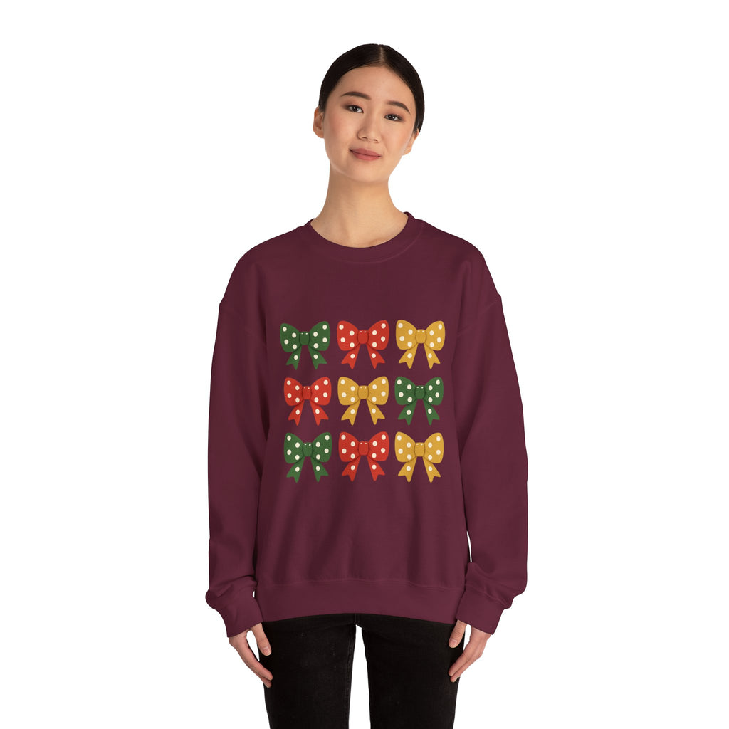 Bow Christmas Sweatshirt - Christmas Fashion, Cozy Gift, Christmas Apparel, Christmas Decor, Christmas Outfit