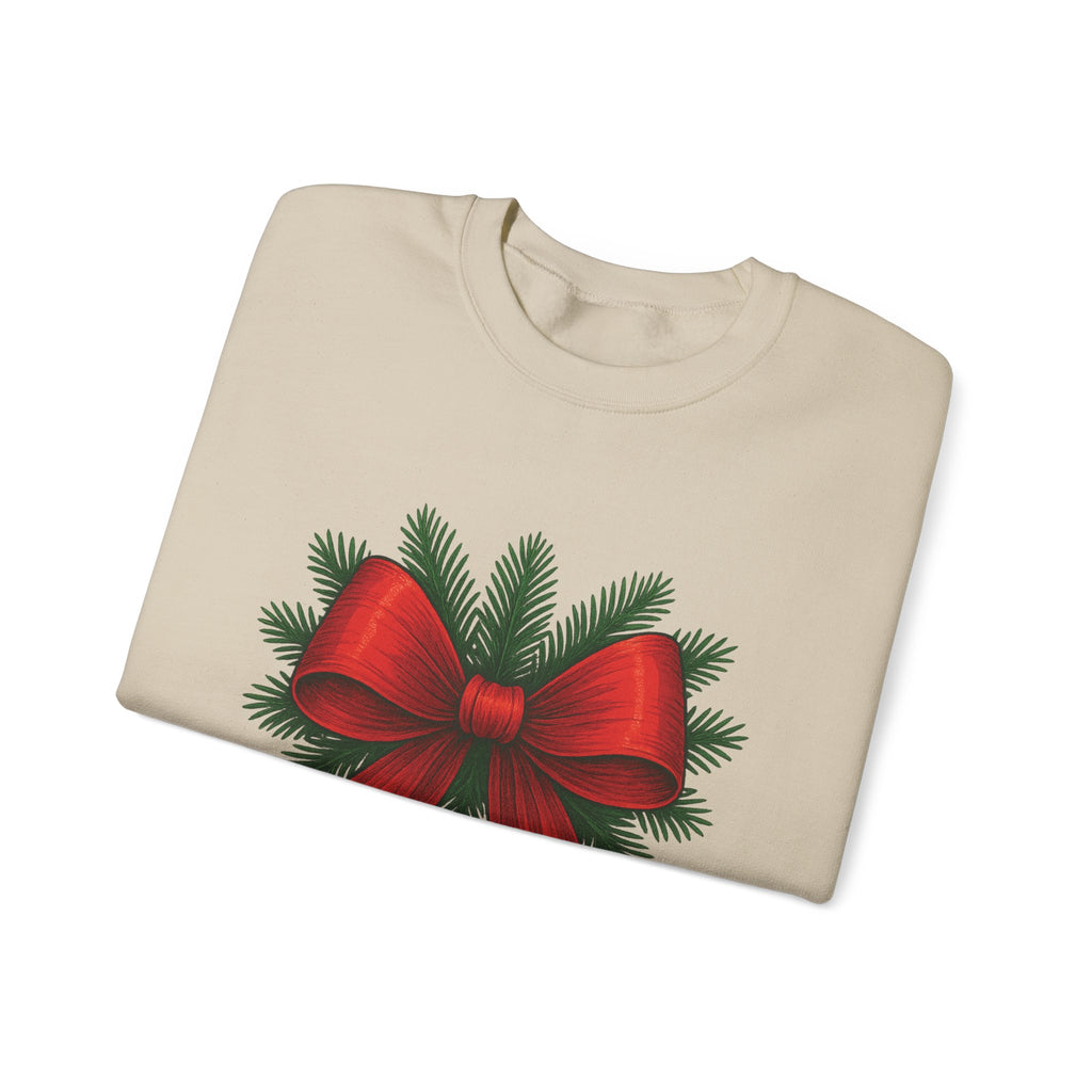 Red Christmas Bow Sweater, Cute Unisex Crewneck, Christmas Gift, Bow Sweatshirt, Holiday Sweatshirt