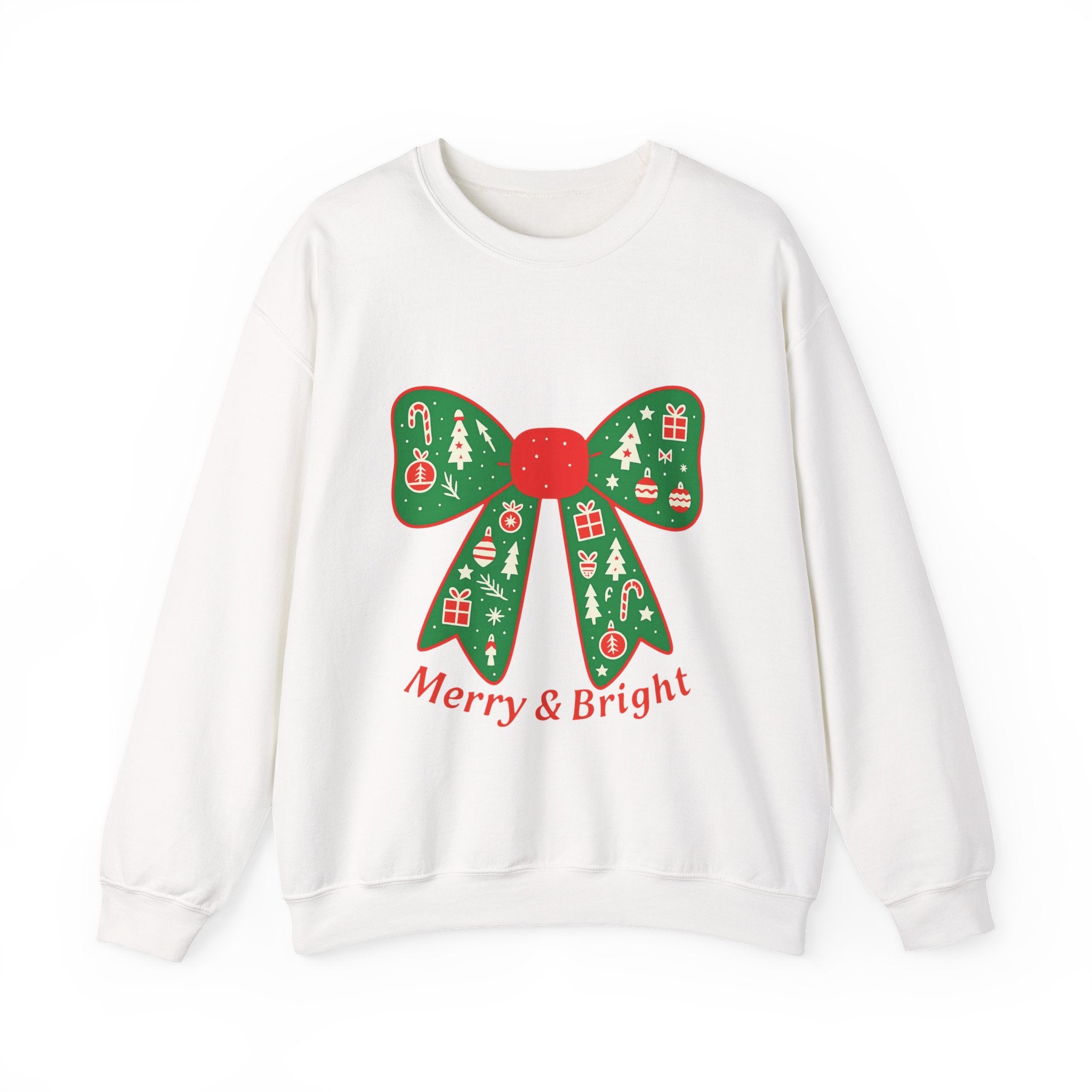 Christmas Bow Sweater, Cute Unisex Crewneck, Christmas Gift, Bow Sweatshirt