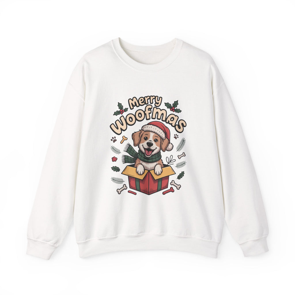 Merry Woofmas Unisex Sweatshirt, Dog Lover Christmas Gift, Happy Holidays Jumper, Festive Crewneck Pullover, Cozy Winter Apparel