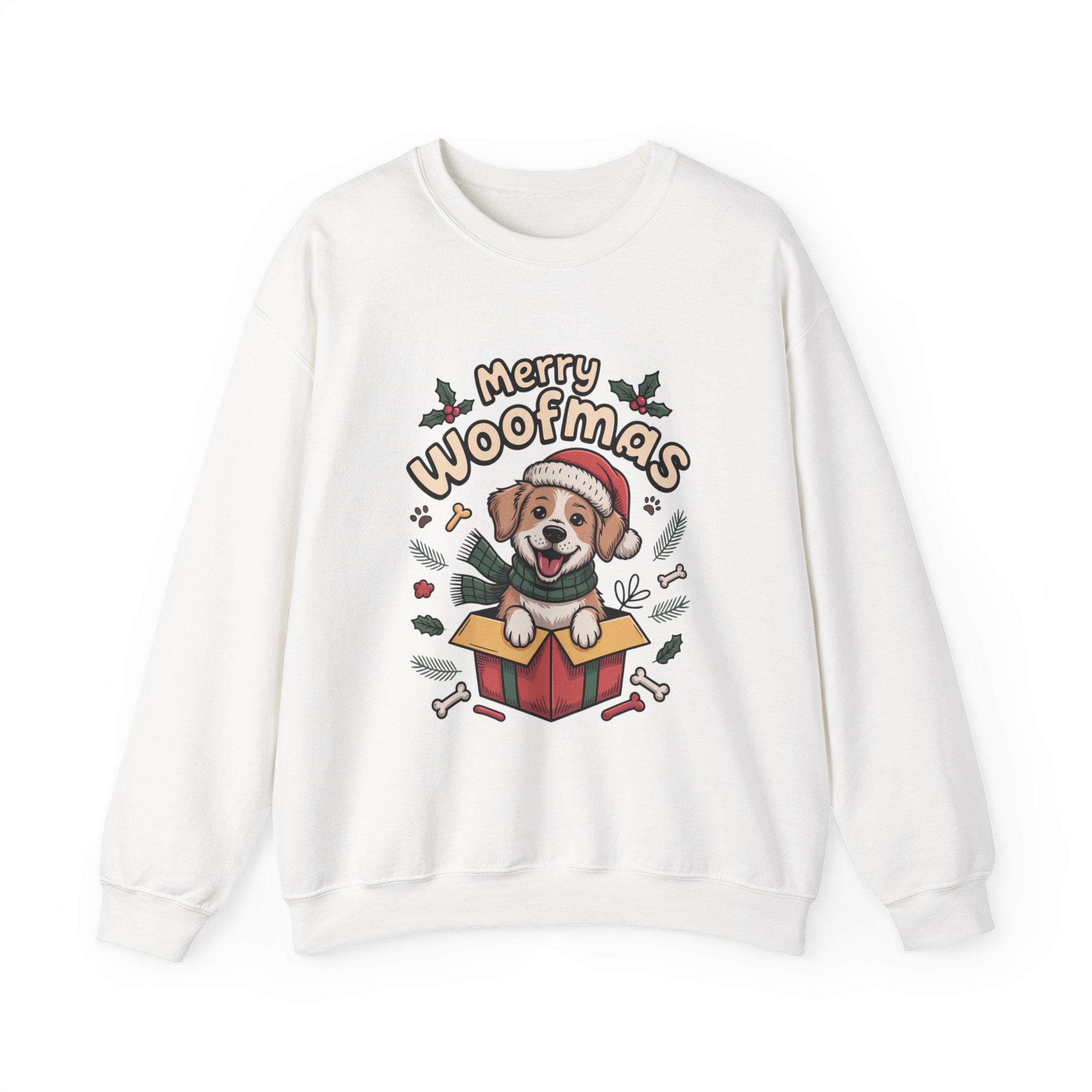Merry Woofmas Unisex Sweatshirt, Dog Lover Christmas Gift, Happy Holidays Jumper, Festive Crewneck Pullover, Cozy Winter Apparel