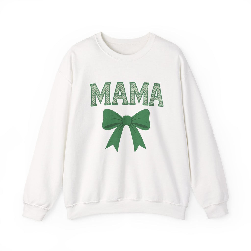 MAMA Christmas Bow Sweatshirt - Christmas Fashion, Cozy Gift, Christmas Apparel, Christmas Decor, Christmas Outfit,