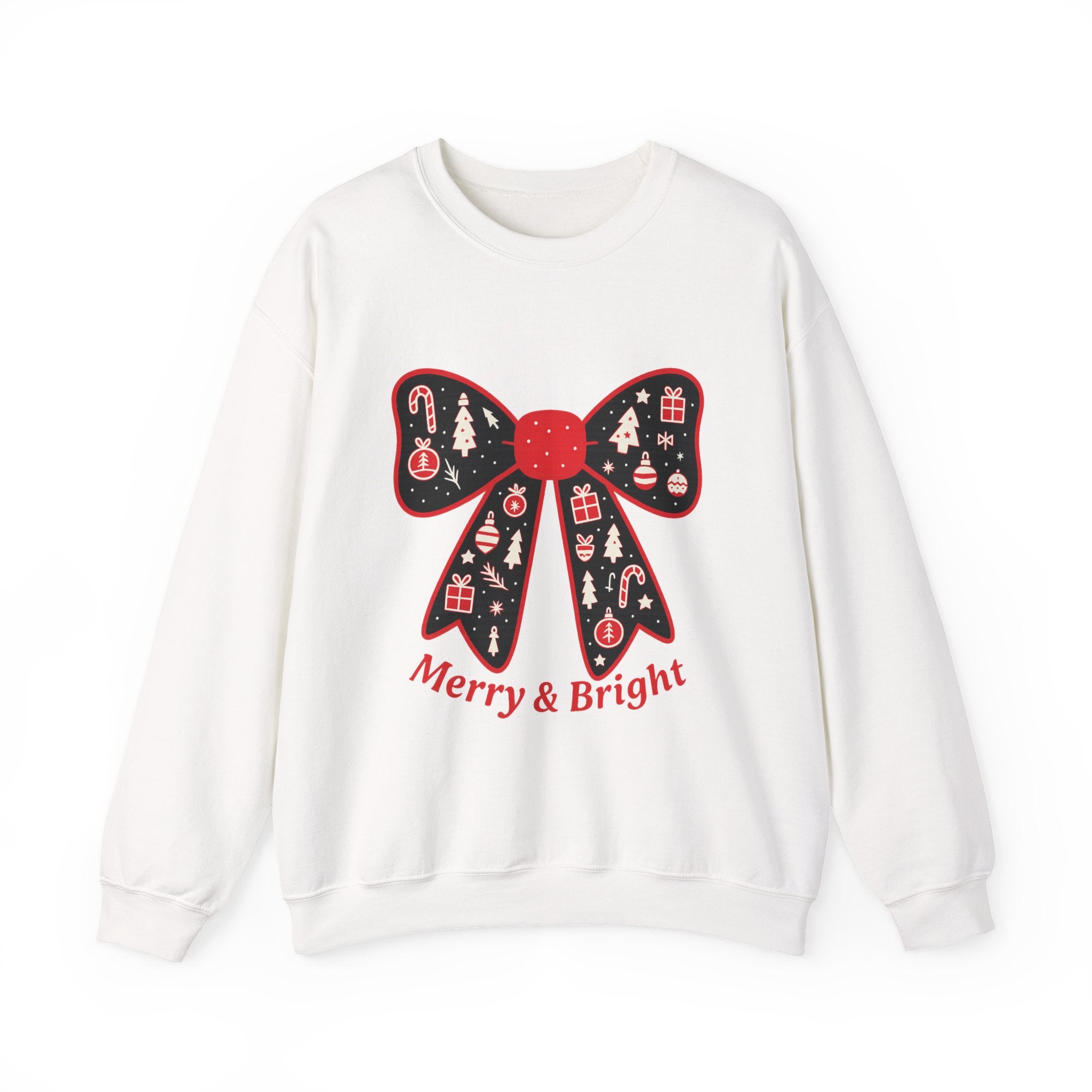Christmas Bow Sweater, Cute Unisex Crewneck, Christmas Gift, Bow Sweatshirt