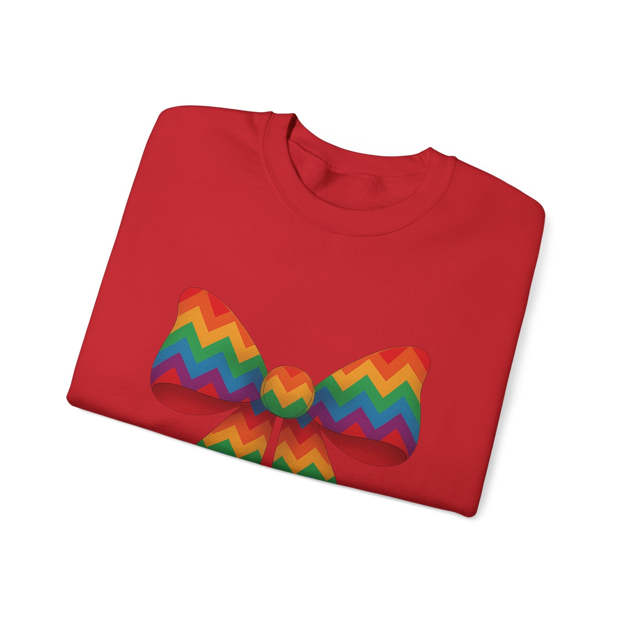 Rainbow Chevron Bow Sweatshirt for Girls, Cute Unisex Crewneck, Birthday Gift, Bow Sweatshirt,
