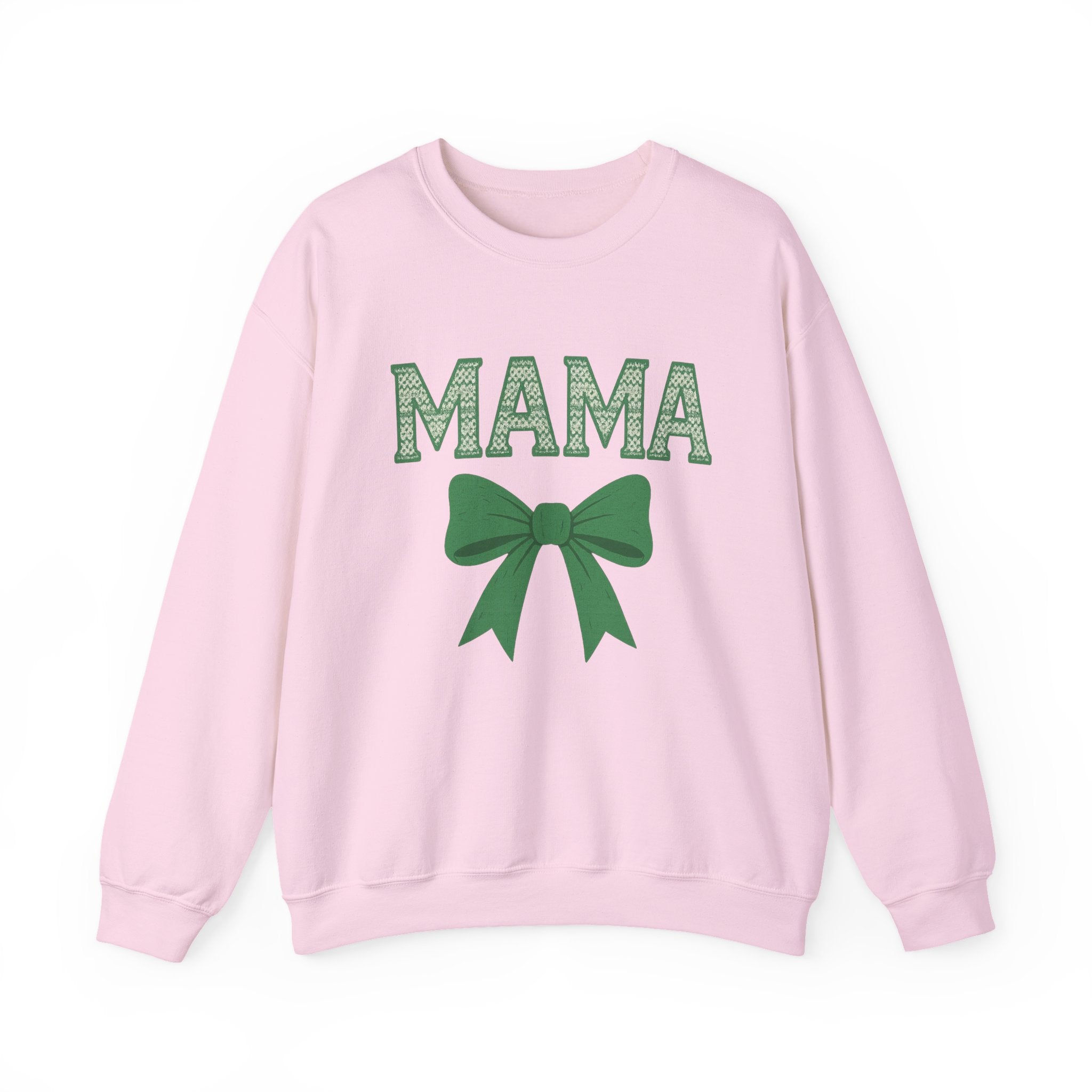 MAMA Christmas Bow Sweatshirt - Christmas Fashion, Cozy Gift, Christmas Apparel, Christmas Decor, Christmas Outfit,