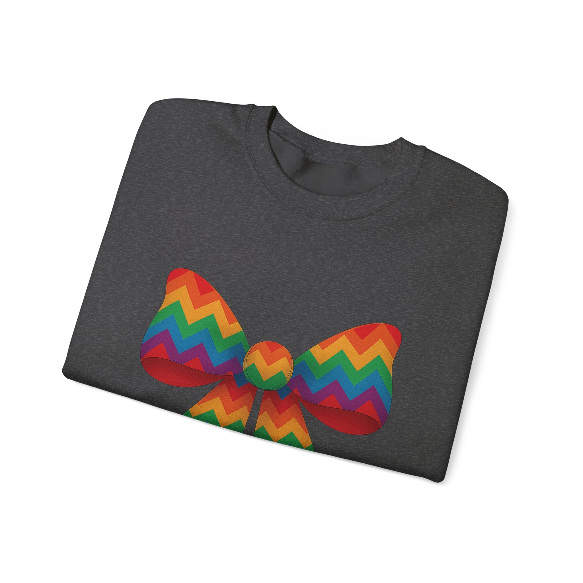 Rainbow Chevron Bow Sweatshirt for Girls, Cute Unisex Crewneck, Birthday Gift, Bow Sweatshirt,