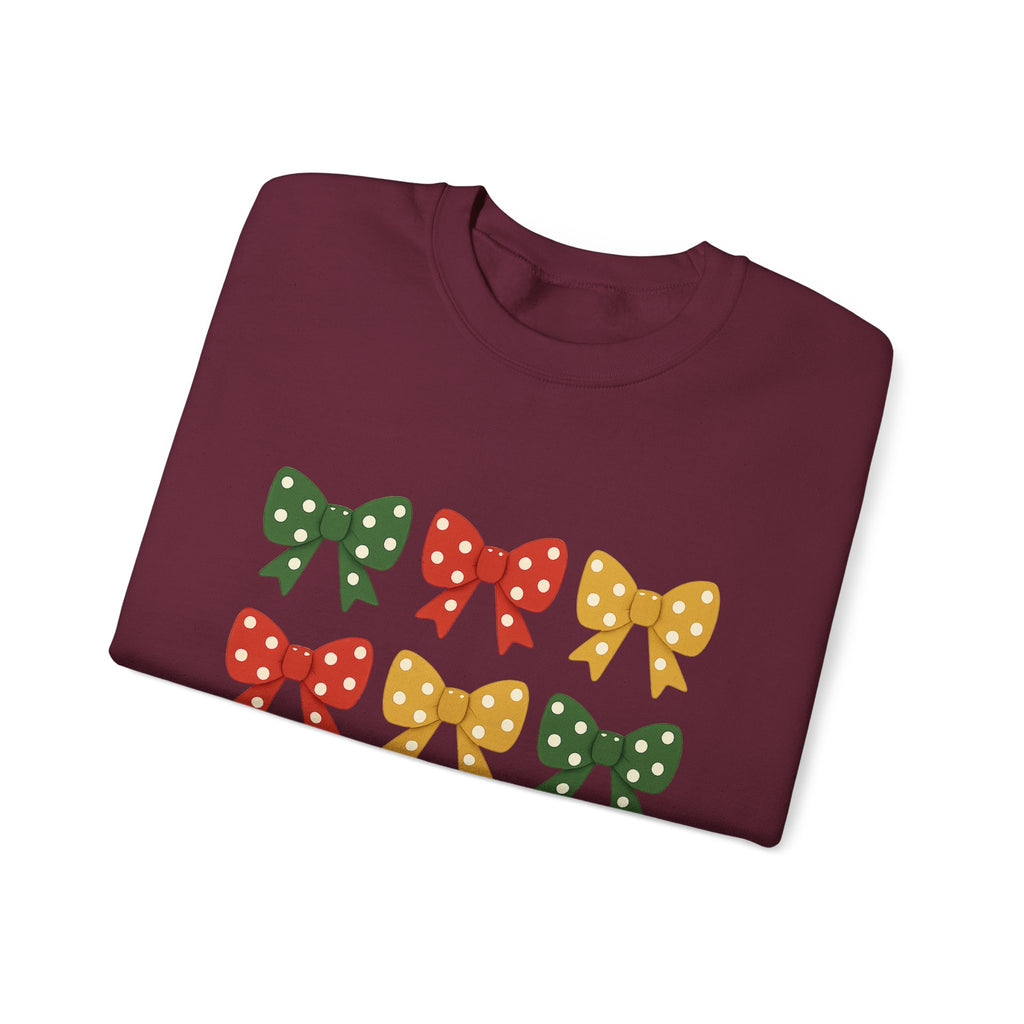 Bow Christmas Sweatshirt - Christmas Fashion, Cozy Gift, Christmas Apparel, Christmas Decor, Christmas Outfit