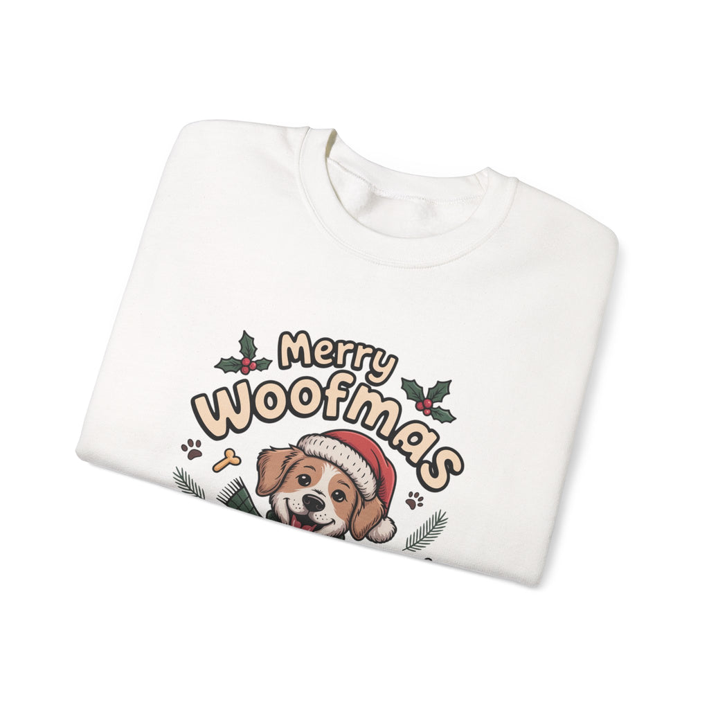 Merry Woofmas Unisex Sweatshirt, Dog Lover Christmas Gift, Happy Holidays Jumper, Festive Crewneck Pullover, Cozy Winter Apparel