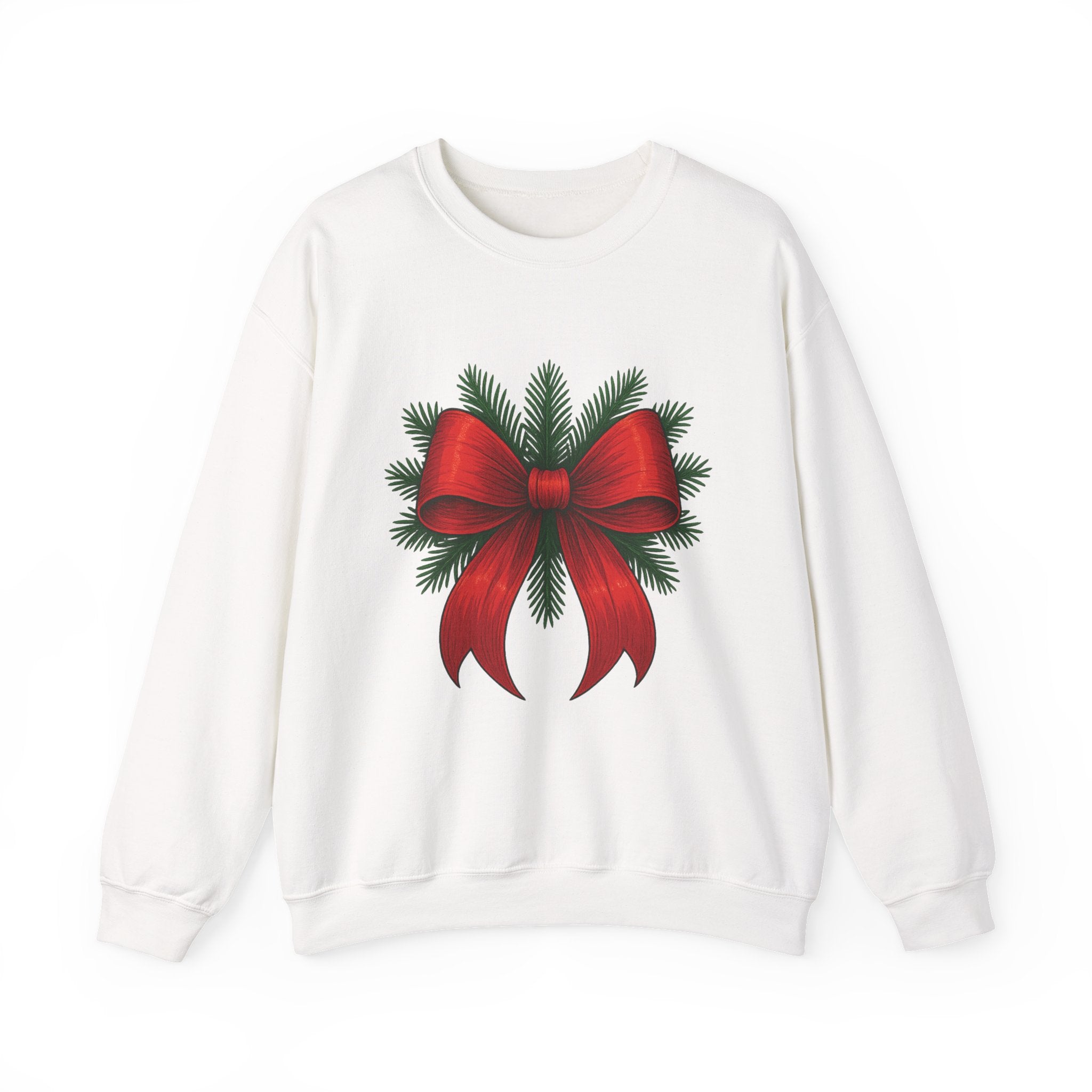 Red Christmas Bow Sweater, Cute Unisex Crewneck, Christmas Gift, Bow Sweatshirt, Holiday Sweatshirt