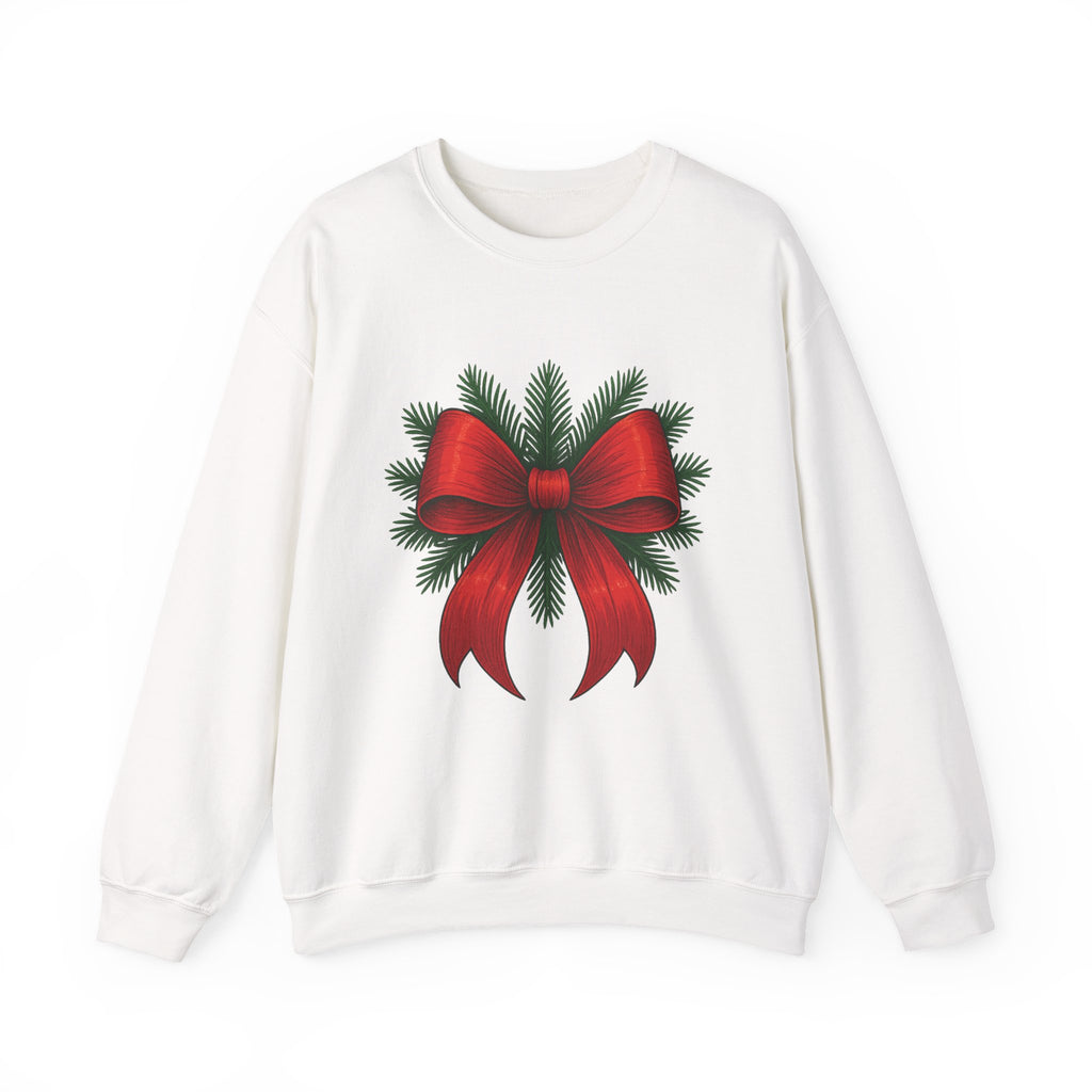Red Christmas Bow Sweater, Cute Unisex Crewneck, Christmas Gift, Bow Sweatshirt, Holiday Sweatshirt