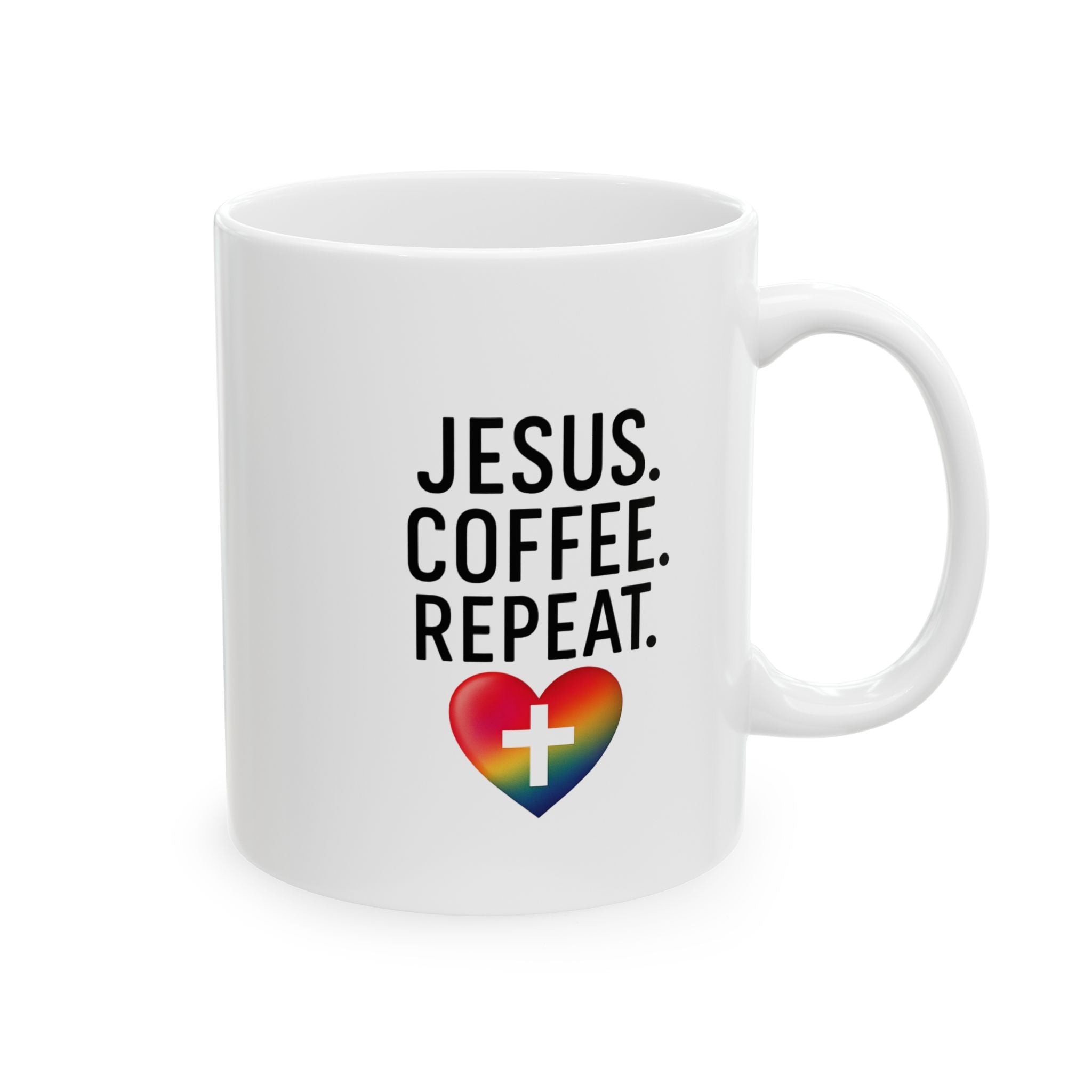 Jesus Coffee Mug, Christian Tea Cup, Catholic Drinkware, Inspirational Gift, Faithful Porcelain Mug