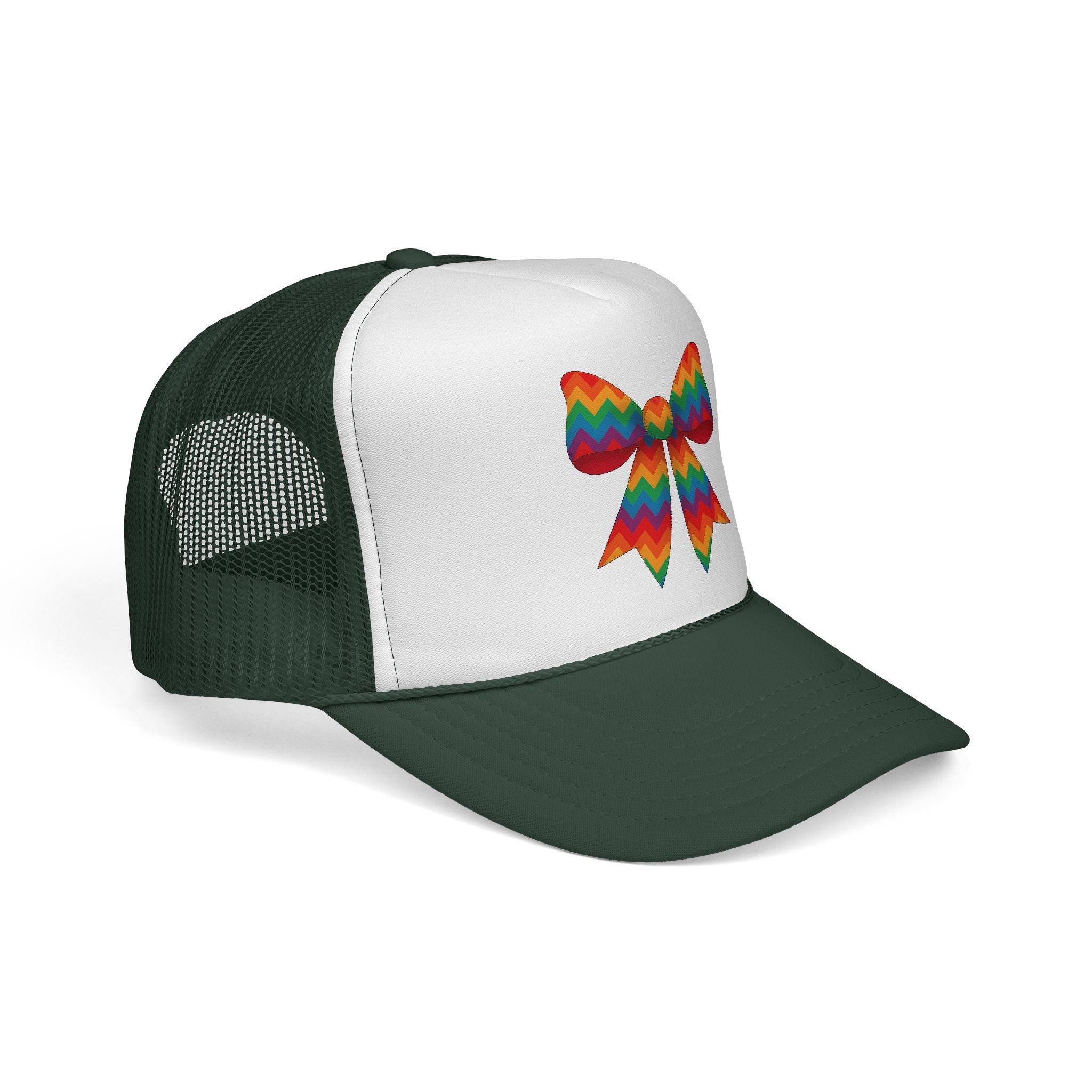 Charming Bow Trucker Cap | Cute Accessory for Everyday Wear, Gift for Birthdays, Cute Trucker Hat, Rainbow Bow Hat