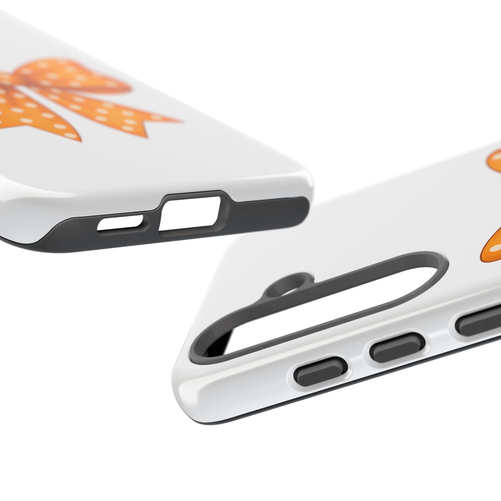 Stylish Phone Case - Orange and White Polka Dot Bow - Tough Cases
