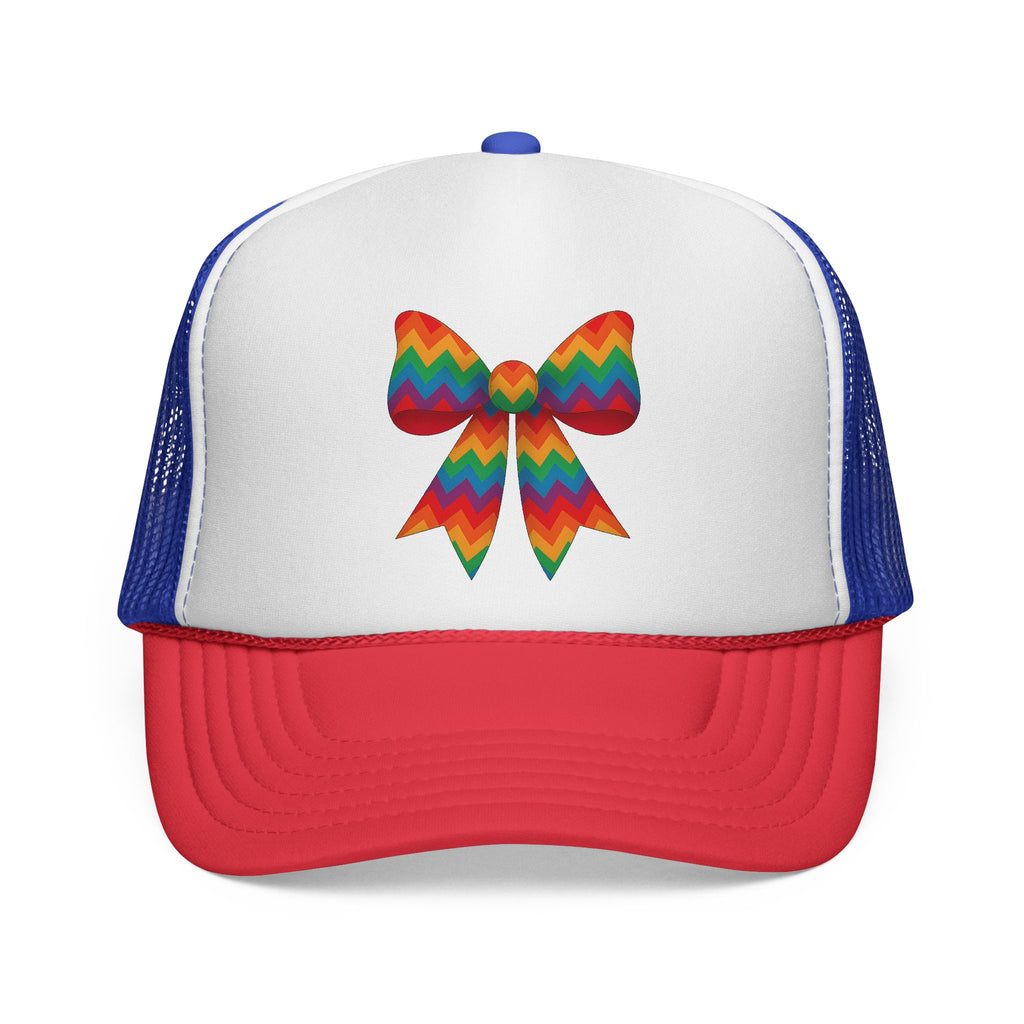 Charming Bow Trucker Cap | Cute Accessory for Everyday Wear, Gift for Birthdays, Cute Trucker Hat, Rainbow Bow Hat
